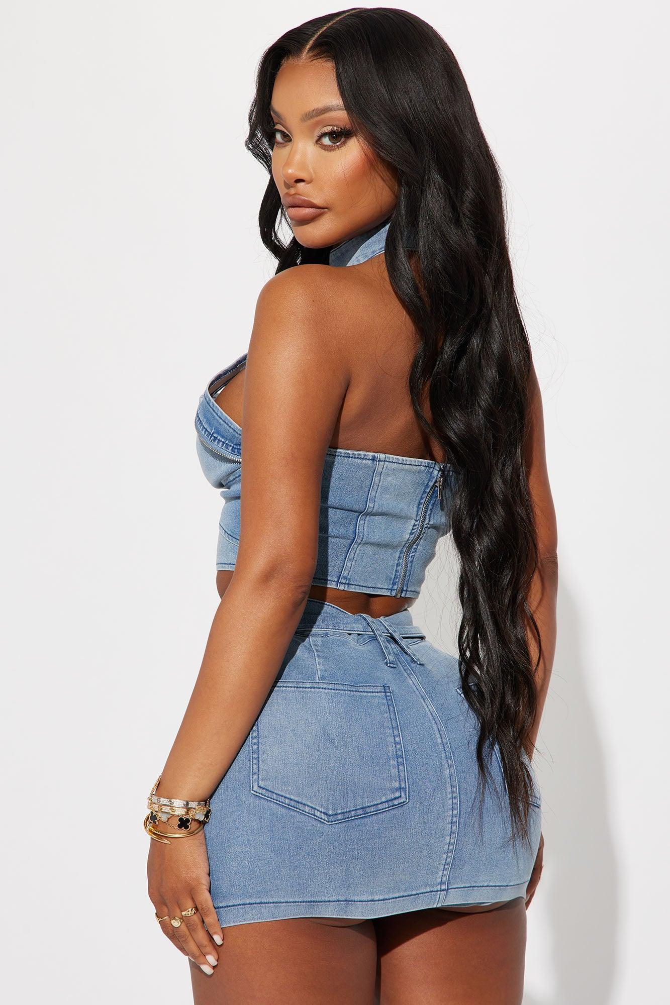 Let Me Adore You Skort Set - Light Wash Product Image