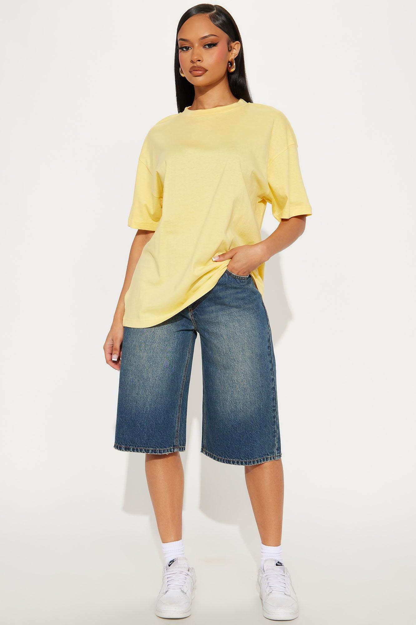 The Oversized Boyfriend Tee - Yellow Product Image