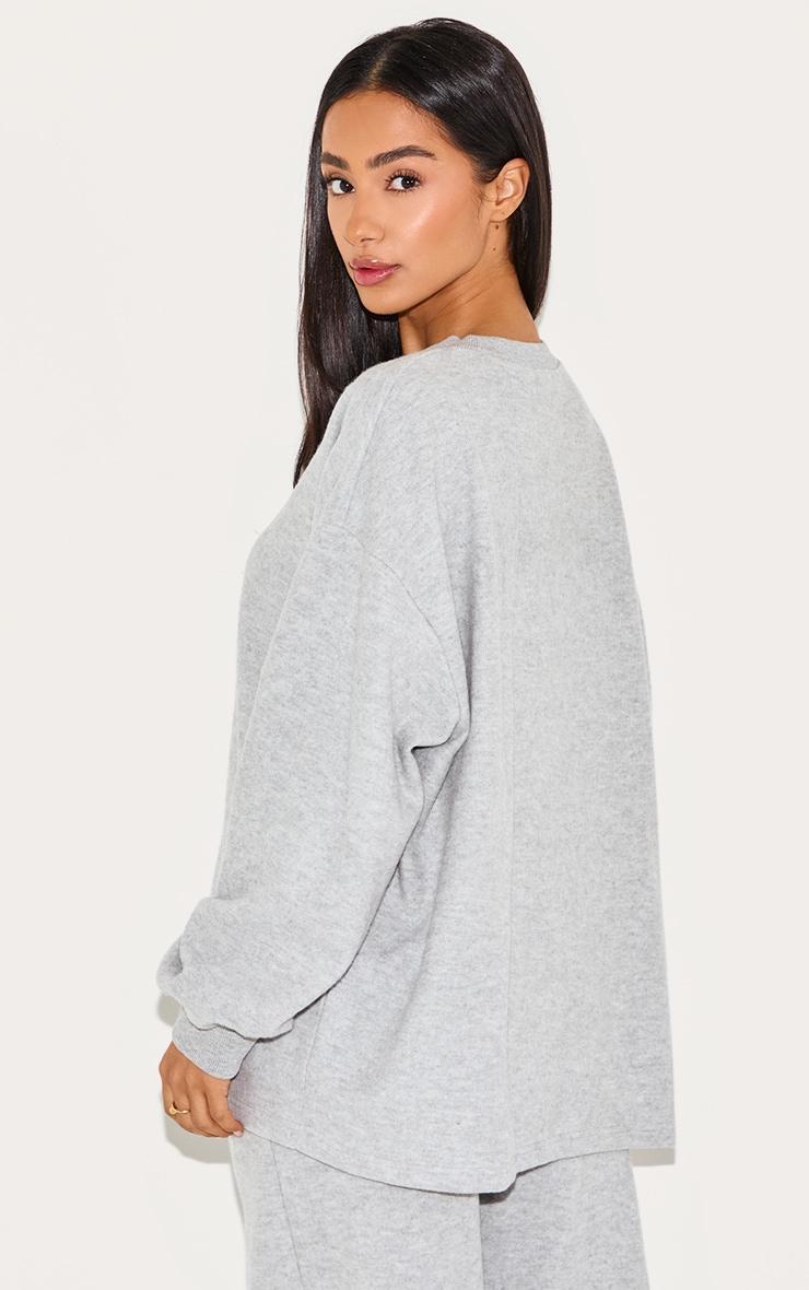Petite Ash Grey Soft Touch Oversized Sweatshirt Product Image