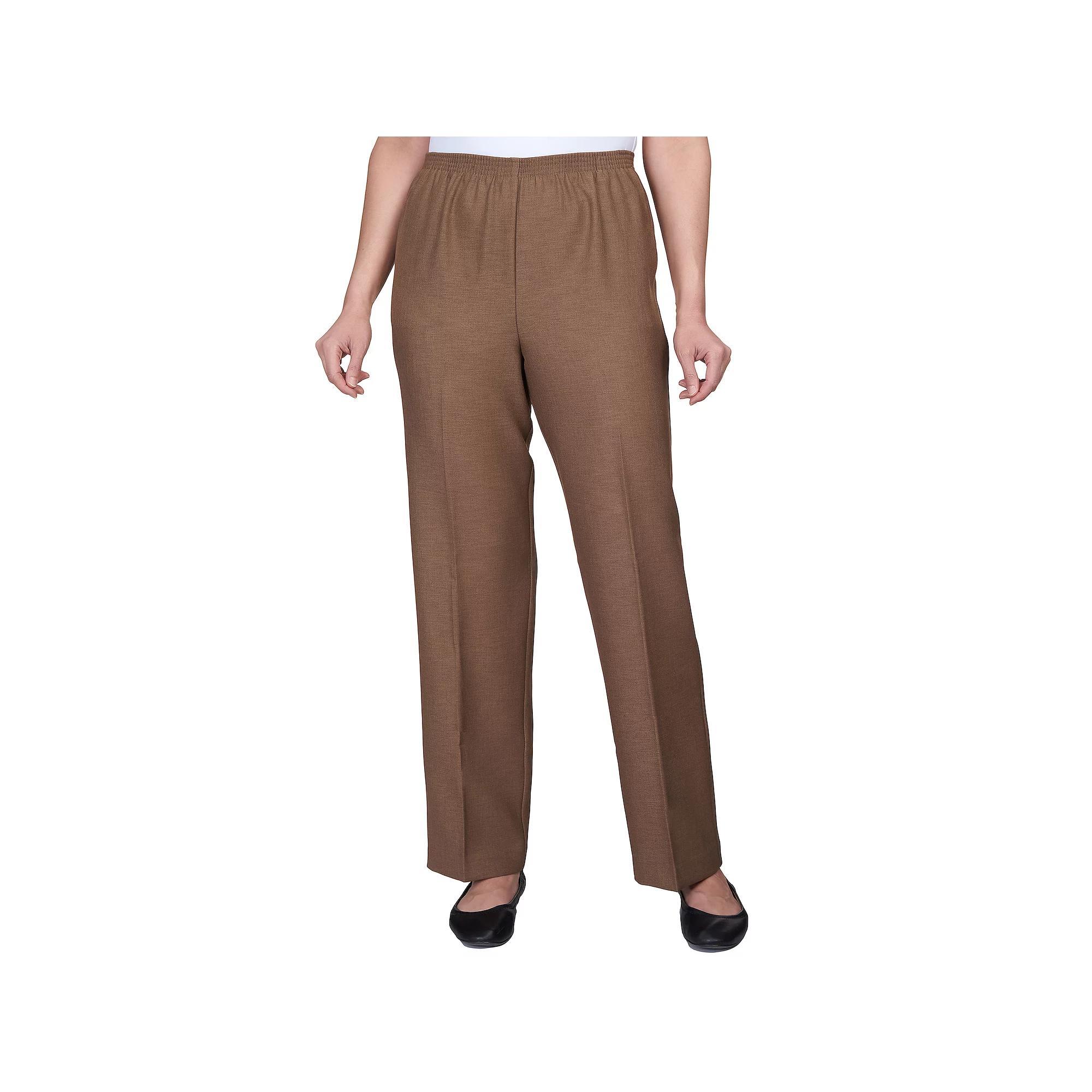 Womens Alfred Dunner Pull-On Straight-Leg Pants Brown Product Image