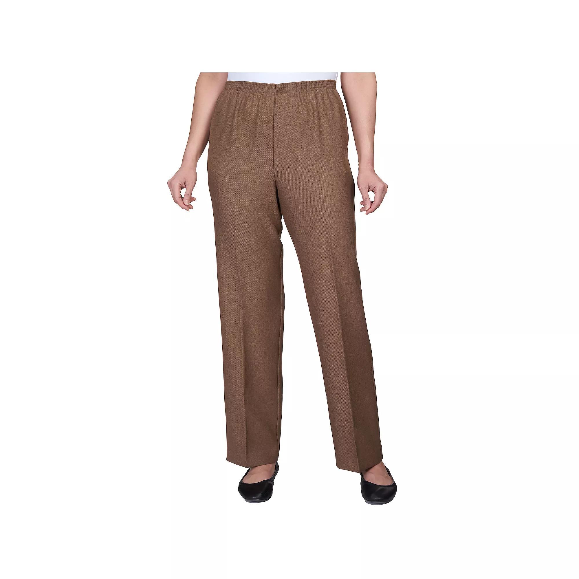 Womens Alfred Dunner Pull-On Straight-Leg Pants Brown Product Image