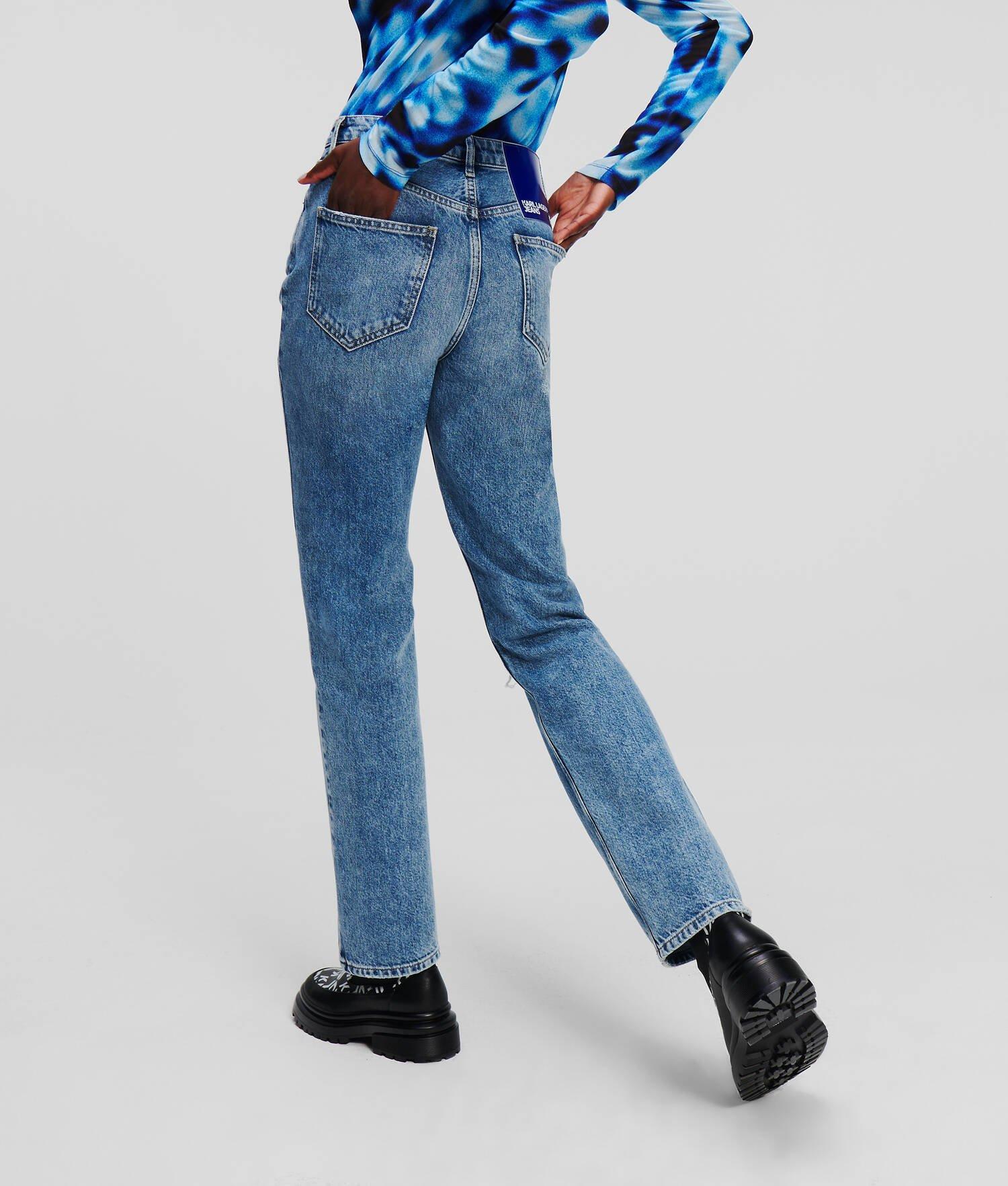KLJ DISTRESSED HIGH-RISE STRAIGHT JEANS Product Image