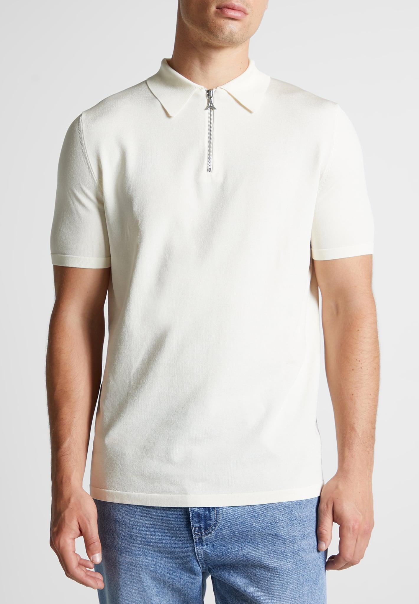Luxe Polo Top With Zip - Off White Male Product Image