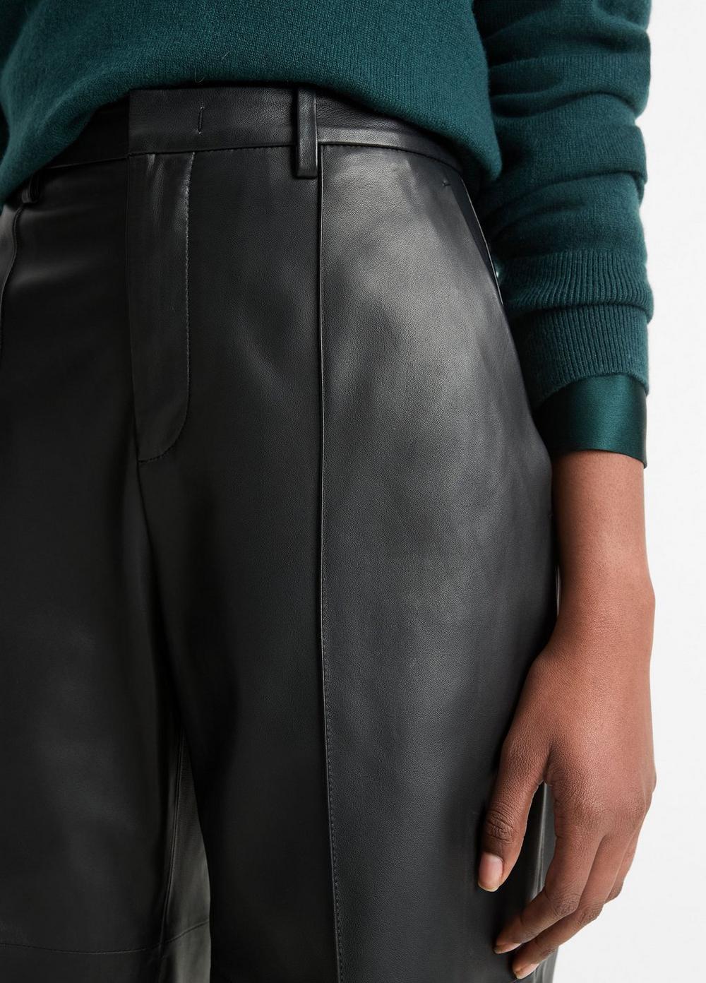 Womens Leather Mid-Rise Long Short, Black, Size 6 Vince Product Image