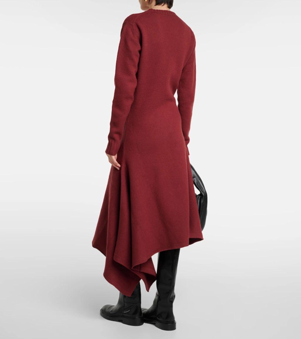 JIL SANDER Asymmetric Wool Maxi Dress In Orange Product Image