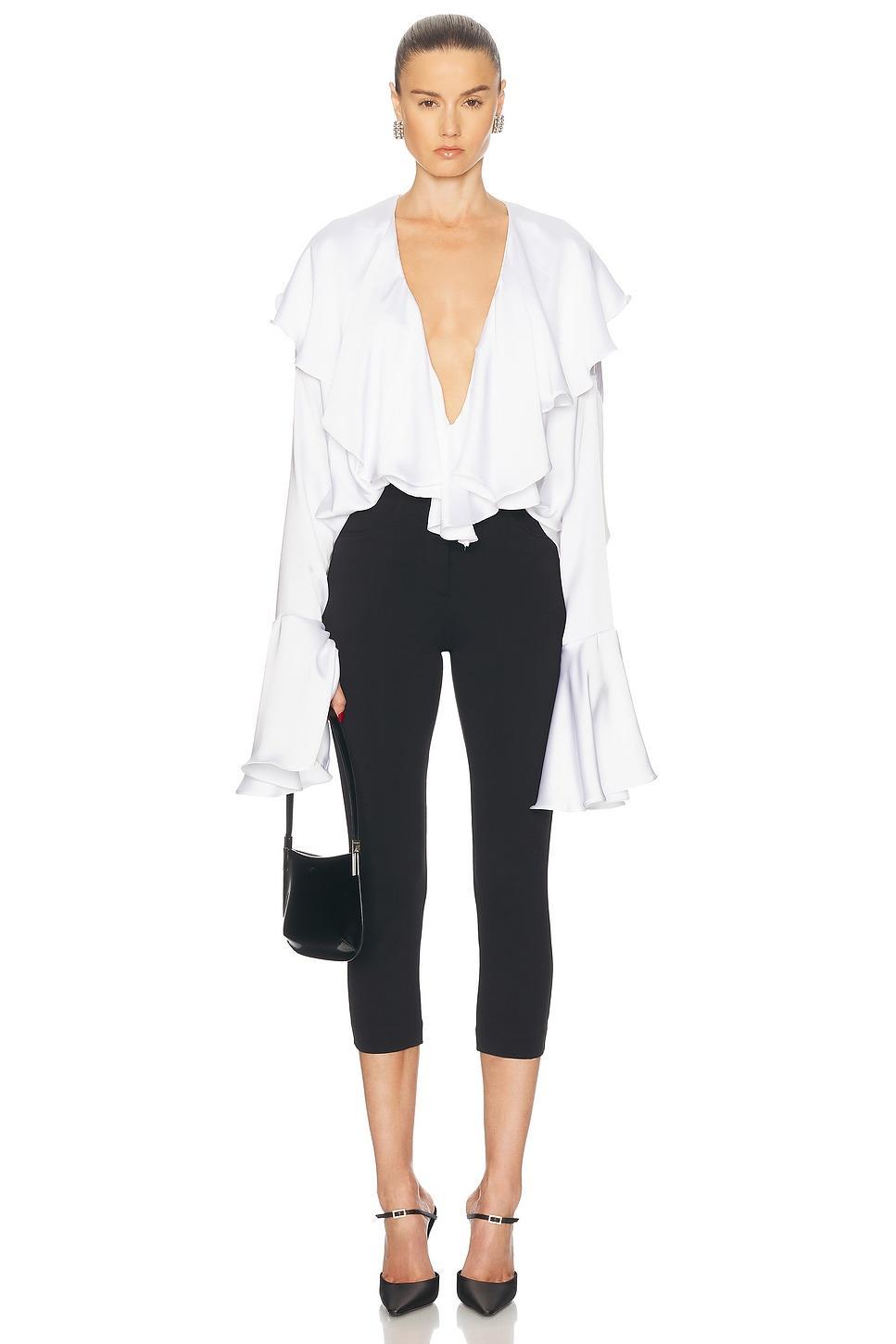 Long Sleeve Deep V Ruffle Bodysuit Product Image