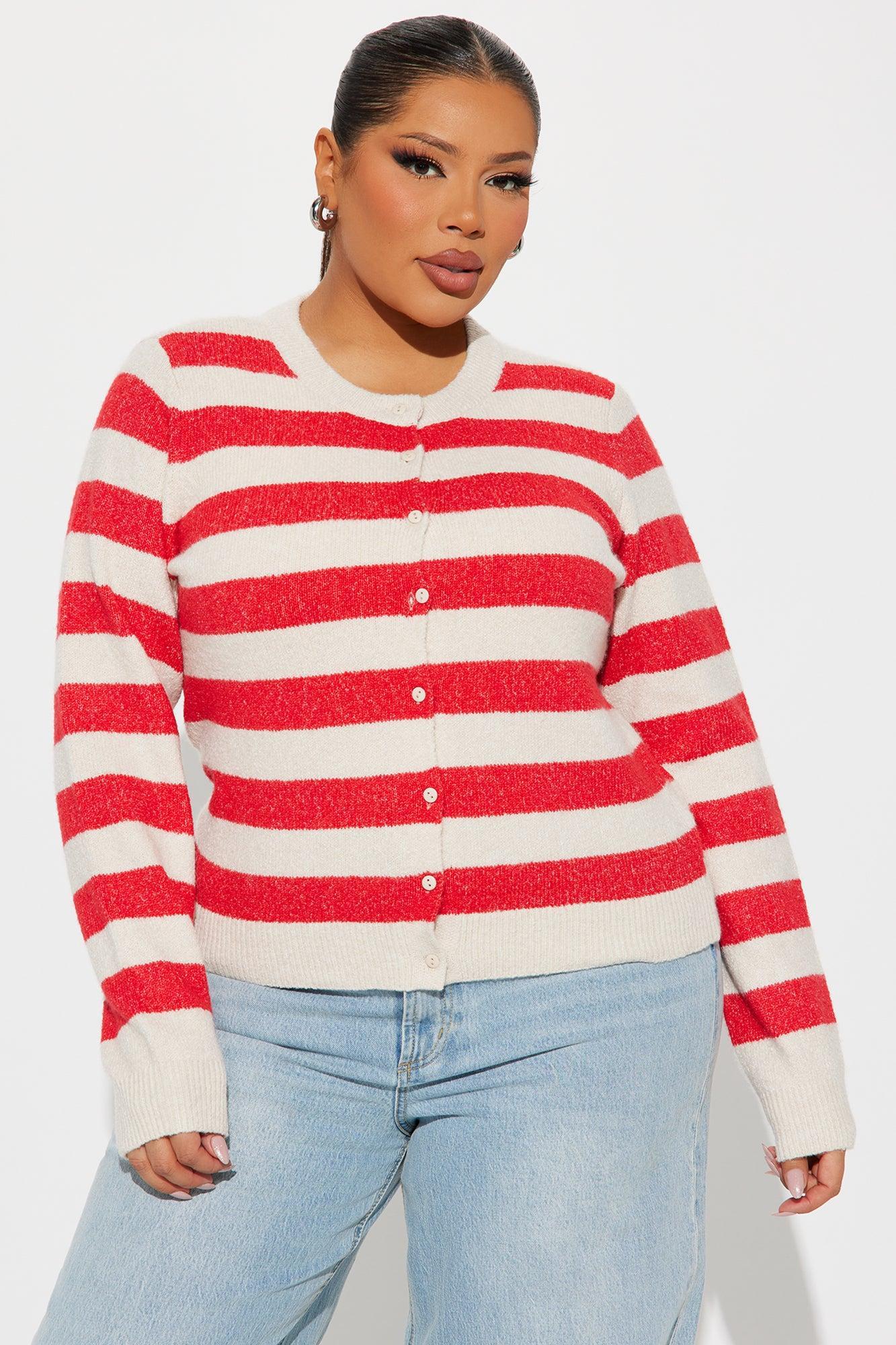 Perfect Stripes Cardigan - Red/combo Product Image