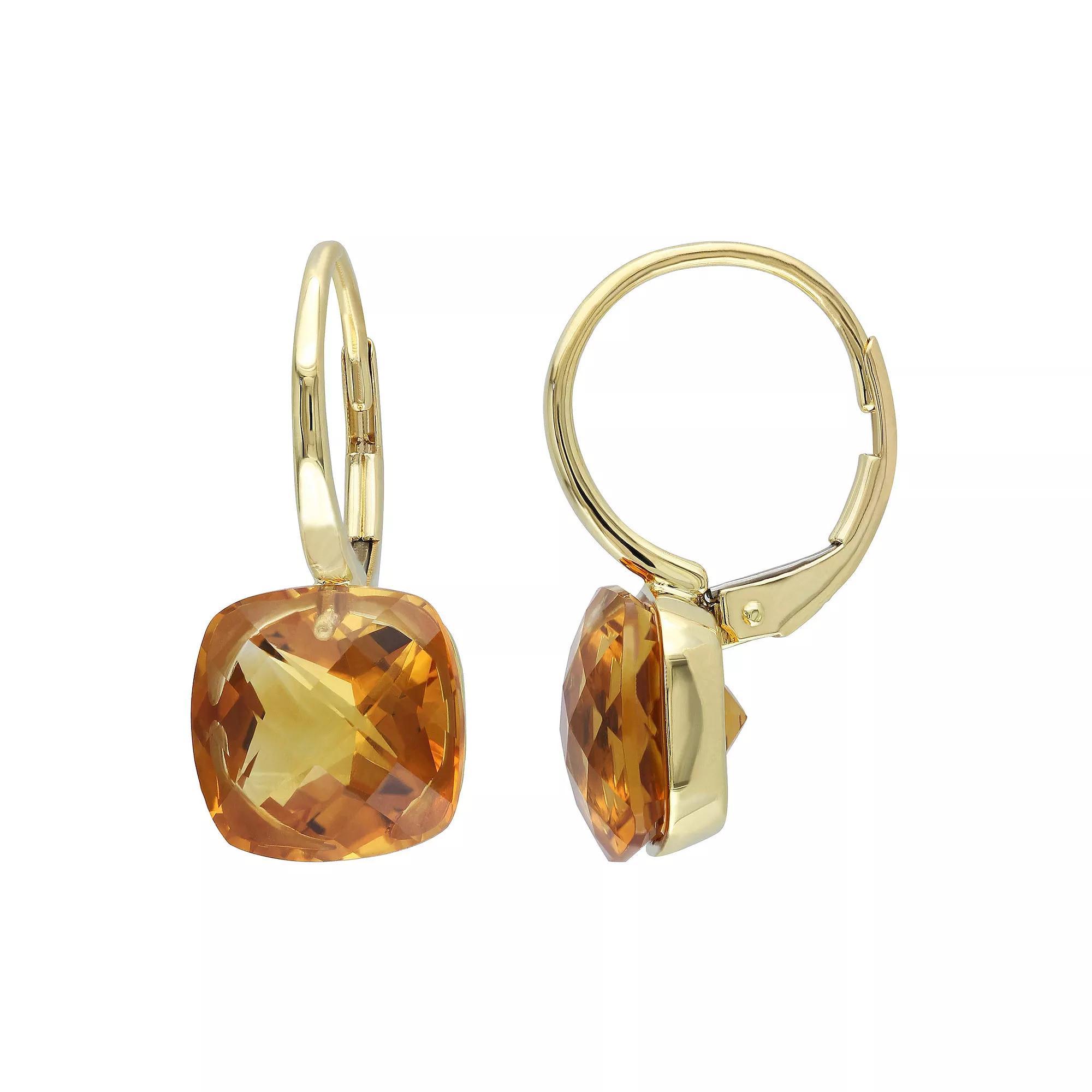 Stella Grace 14k Gold Madeira Citrine Leverback Earrings, Womens, Yellow Product Image