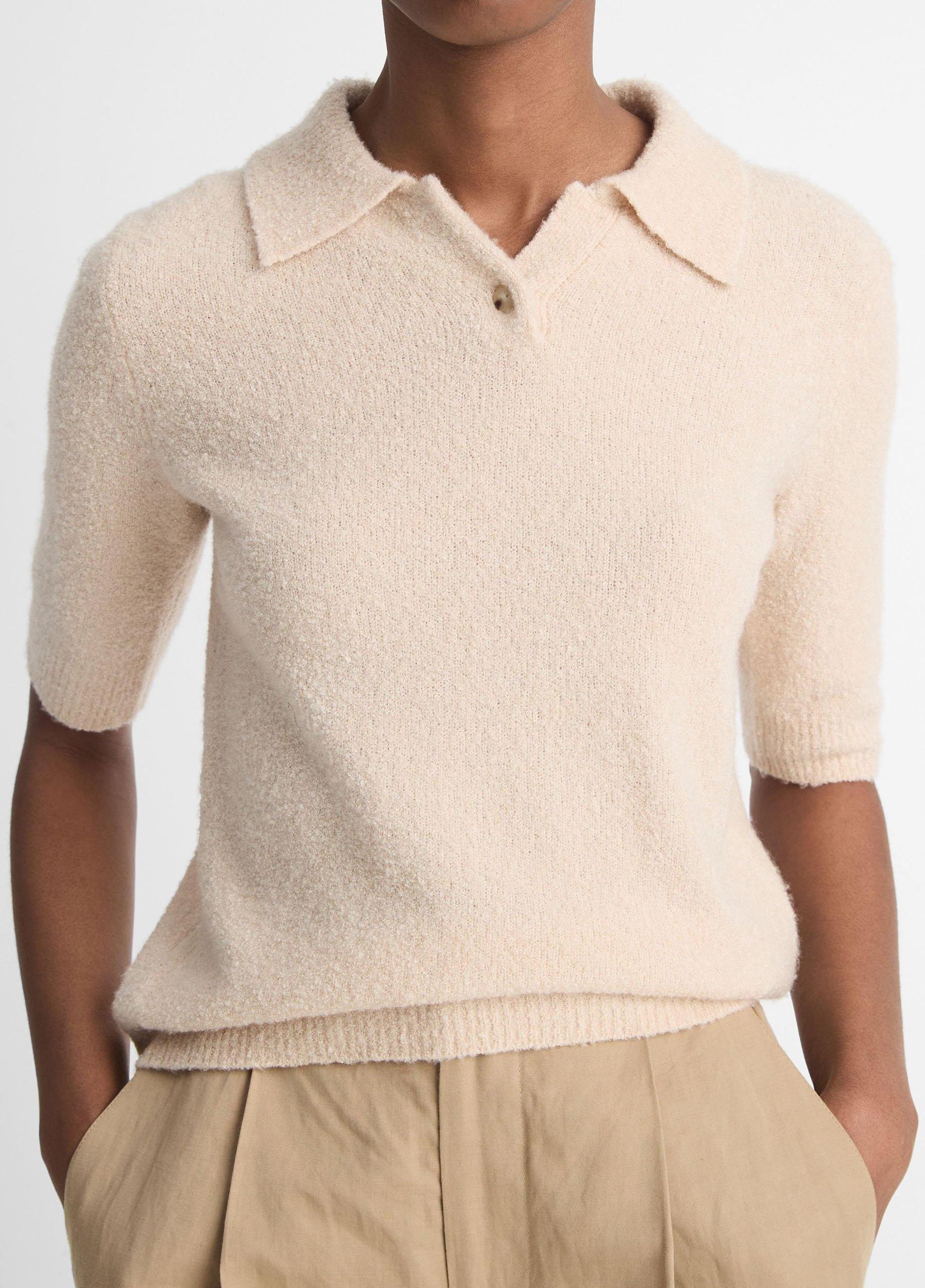 Womens Soft Boucl Silk-Blend Polo Sweater, Beach, Size XS Vince Product Image