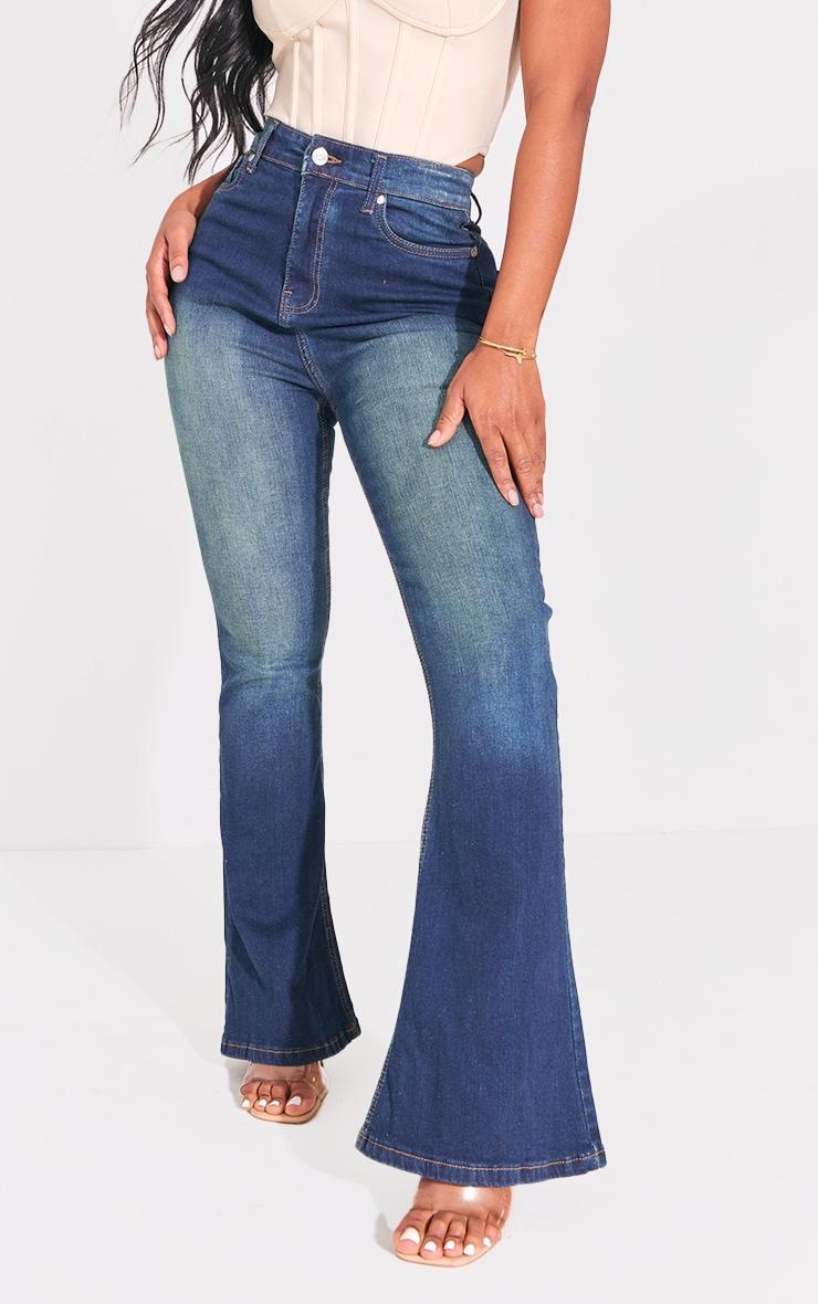 Shape Vintage Wash High Waist Skinny Flared Jeans Product Image