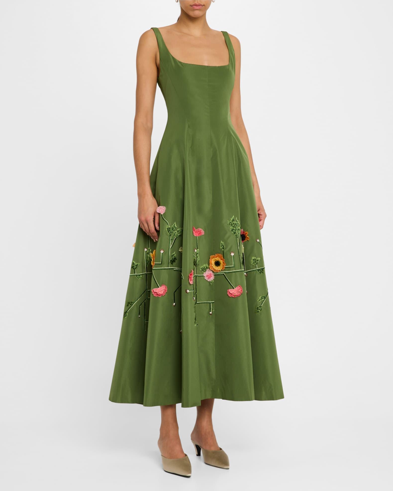 Floral Embroidered Sleeveless Midi Dress Product Image