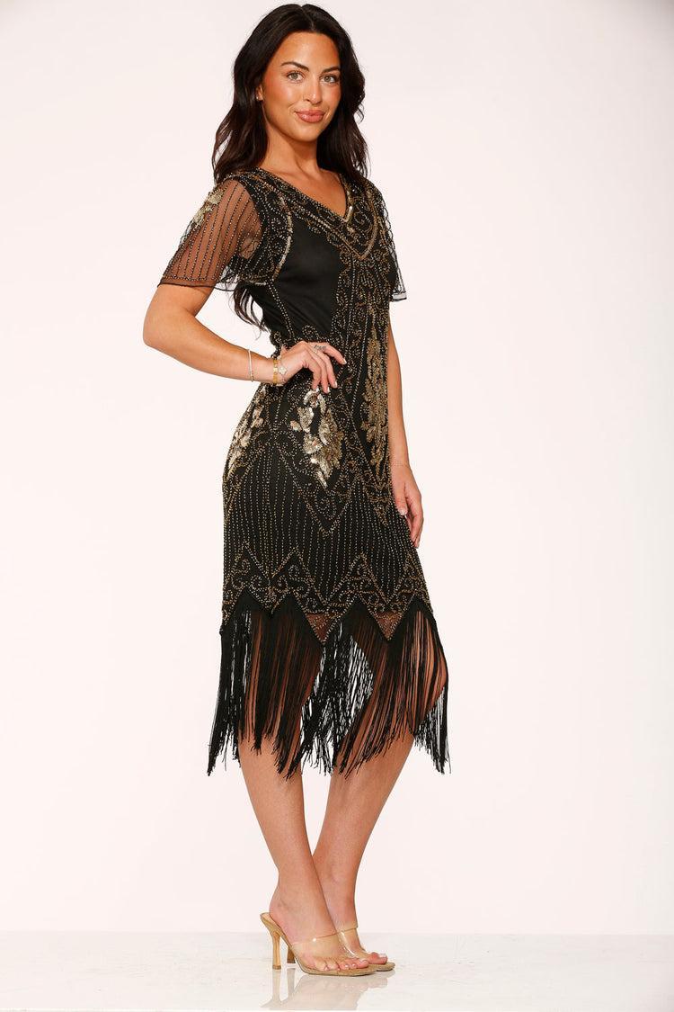 Black & Gold Flapper Dress Product Image