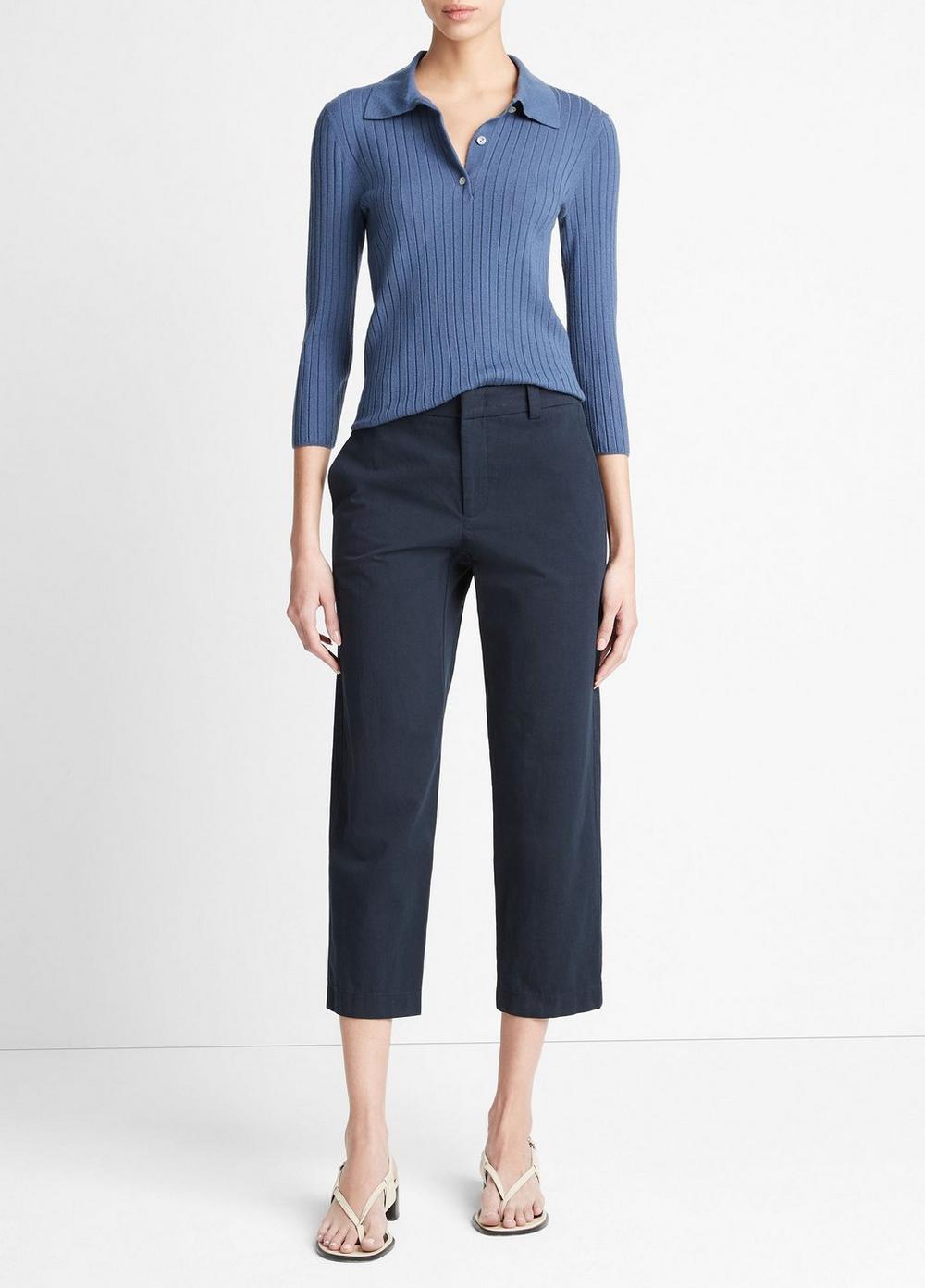 Low-Rise Washed Cotton Crop Pant Product Image
