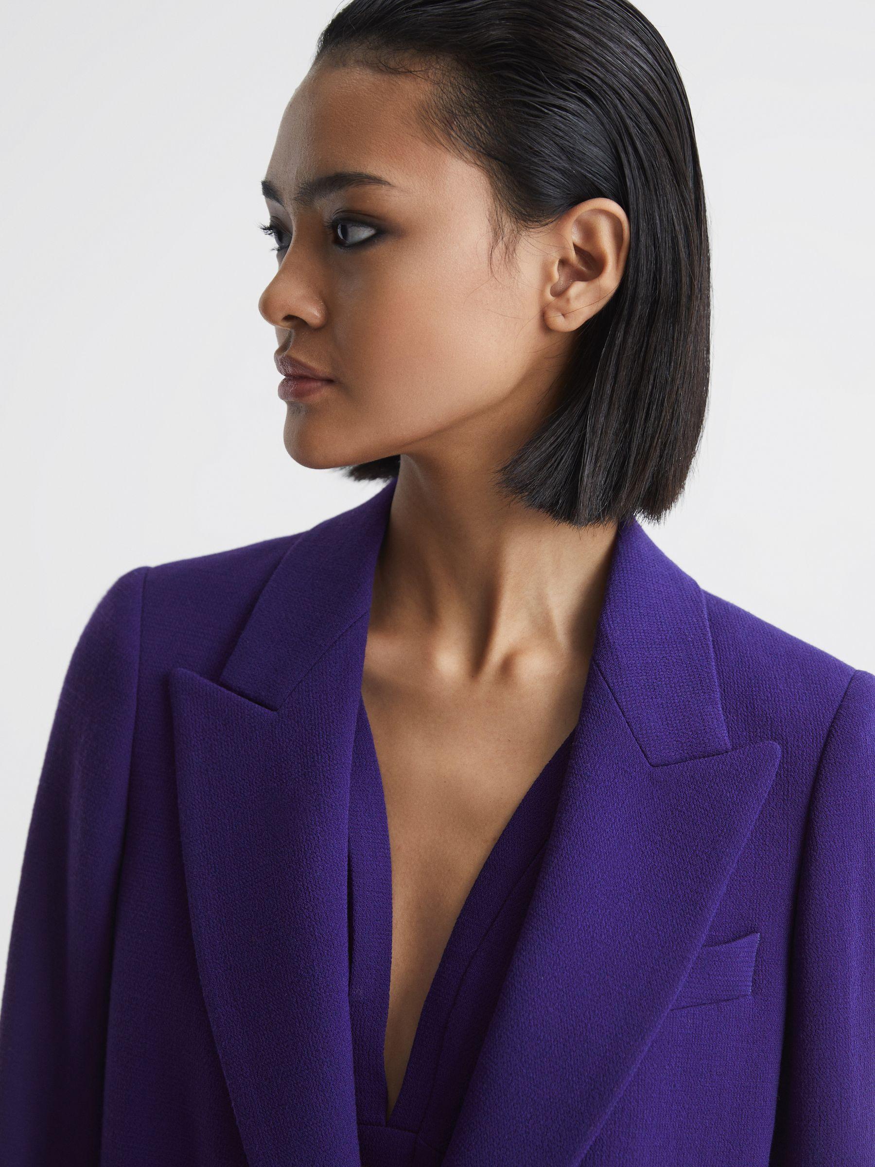 Slim Fit Single Breasted 100% Wool Blazer in Purple Product Image