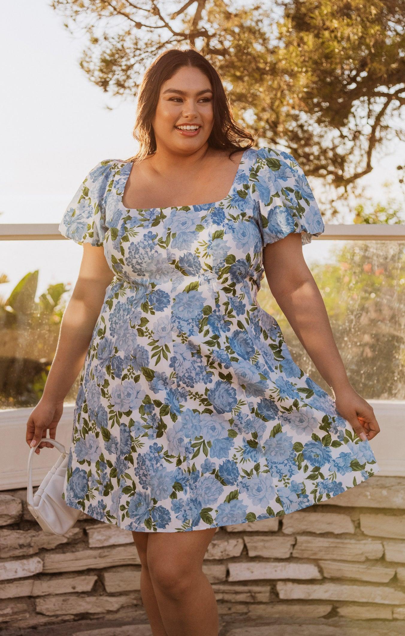 Mia Dress ~ Cottage Floral Blue Product Image