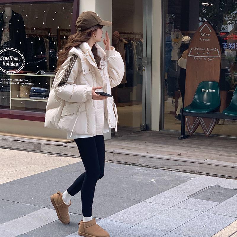 High Neck Two Tone Zip-Up Parka Product Image