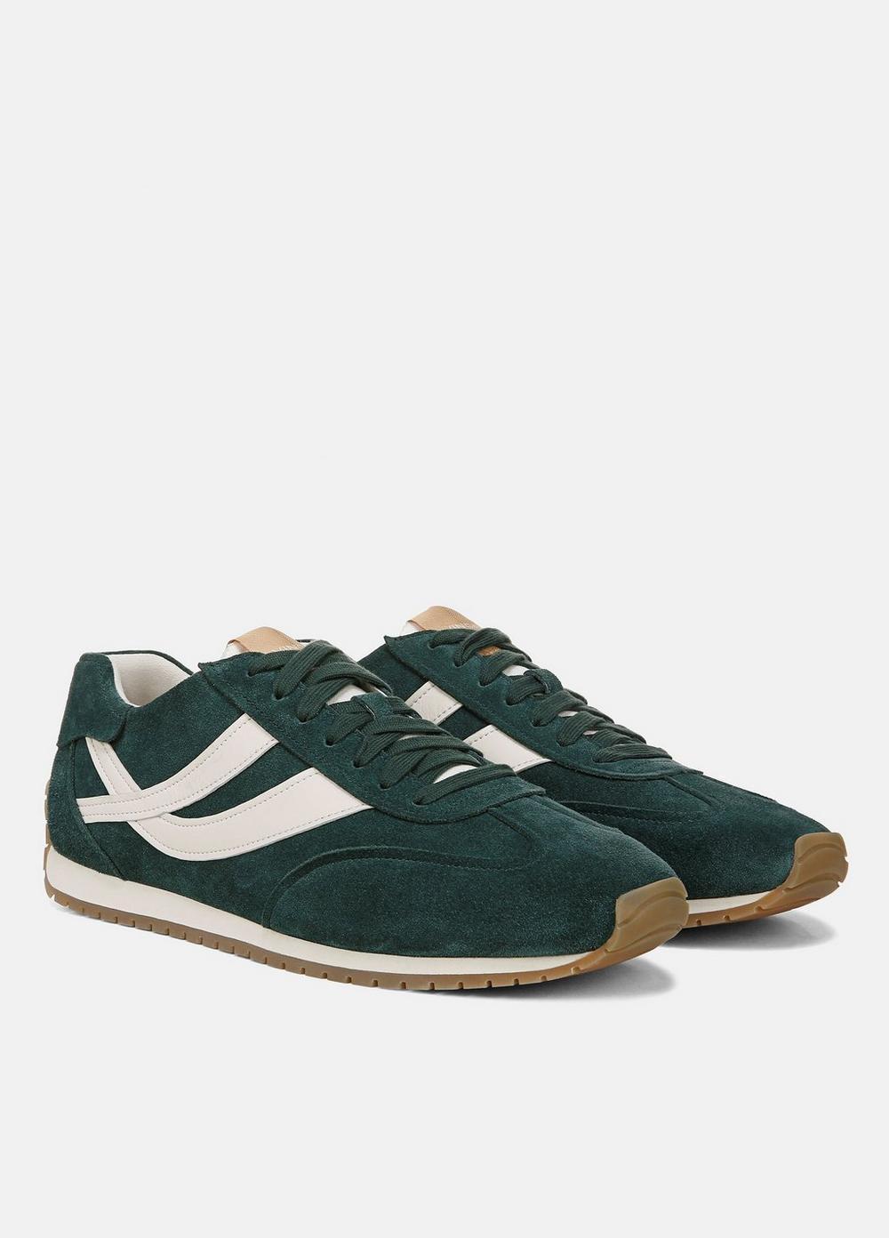 Mens Oasis Suede & Leather Runner Sneaker, Evergreen/pebble White, Size 9 Vince Product Image