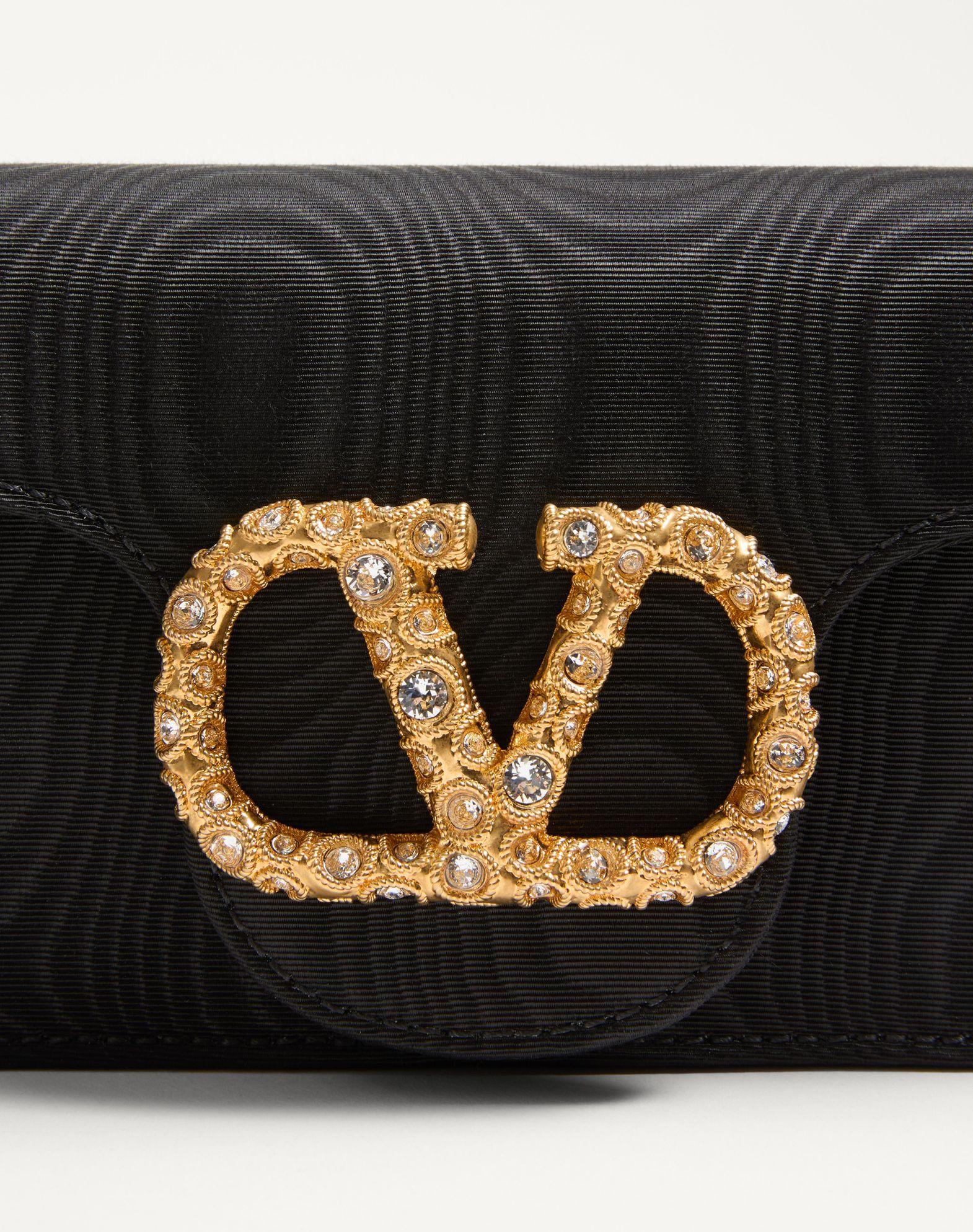 Valentino Garavani Locò Moiré Fabric Clutch With Jewel Logo Product Image