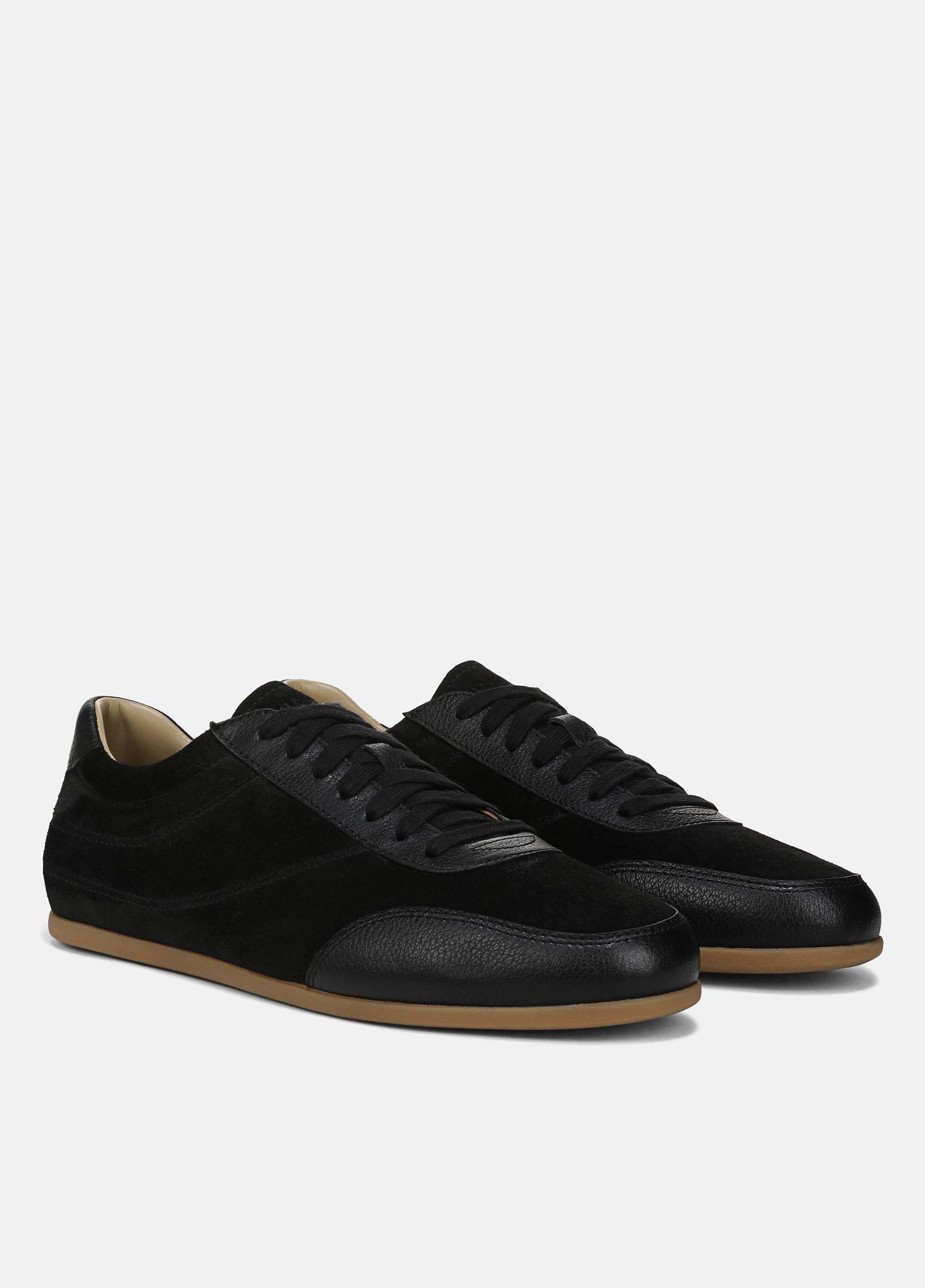 Mens Jet Suede & Leather Trainer, Black, Size 9.5 Vince Product Image