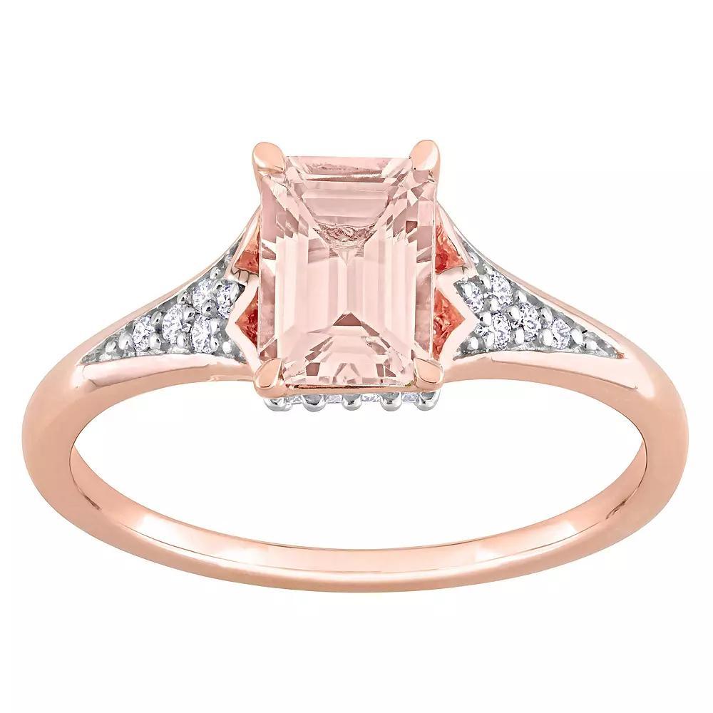 Stella Grace 10k Rose Gold Morganite & 1/10 Carat T.W. Diamond Engagement Ring, Womens 10k Rsgold Product Image