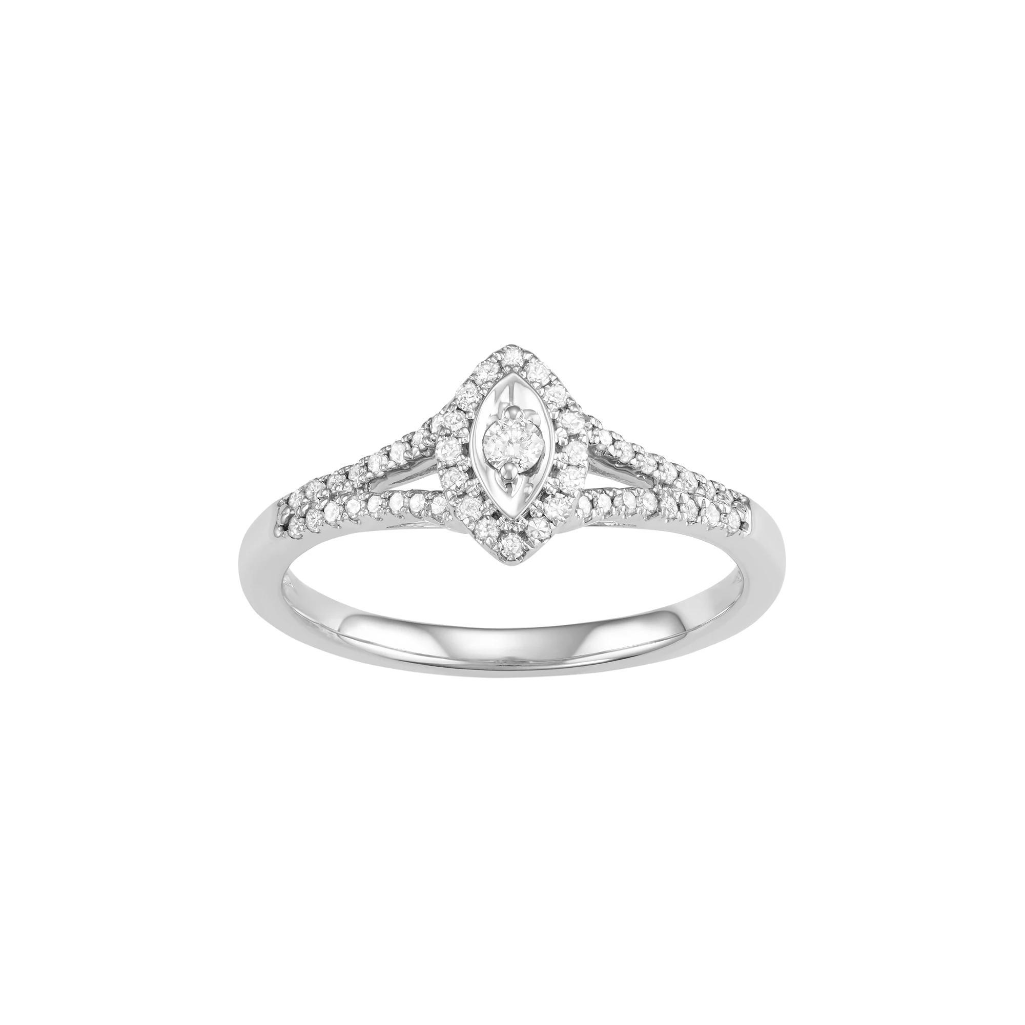 10k White Gold 1/4 Carat T.W. Diamond Marquise Engagement Ring, Women's, Size: 8 Product Image