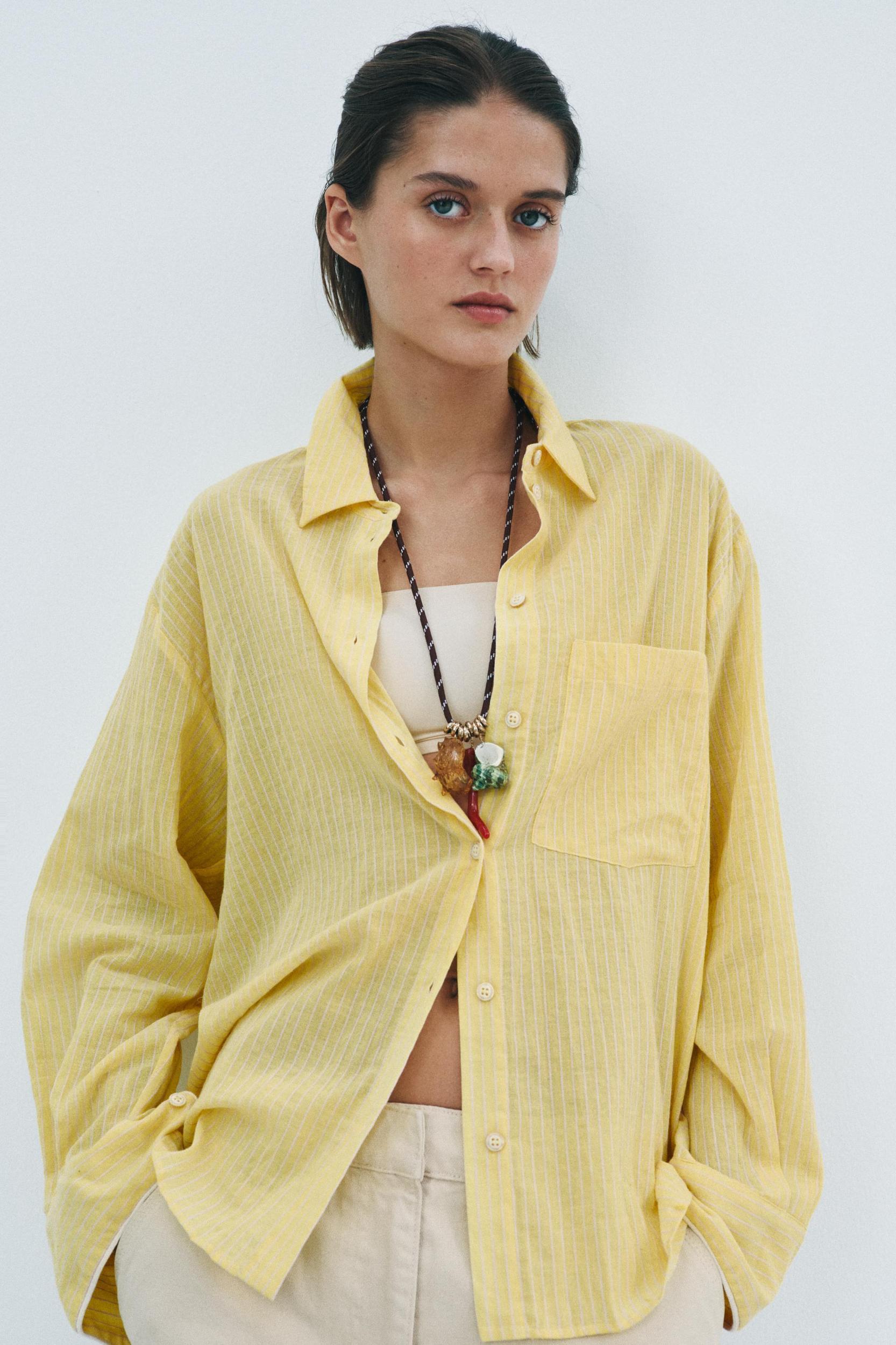 ZW COLLECTION STRIPED WRINKLED SHIRT Product Image