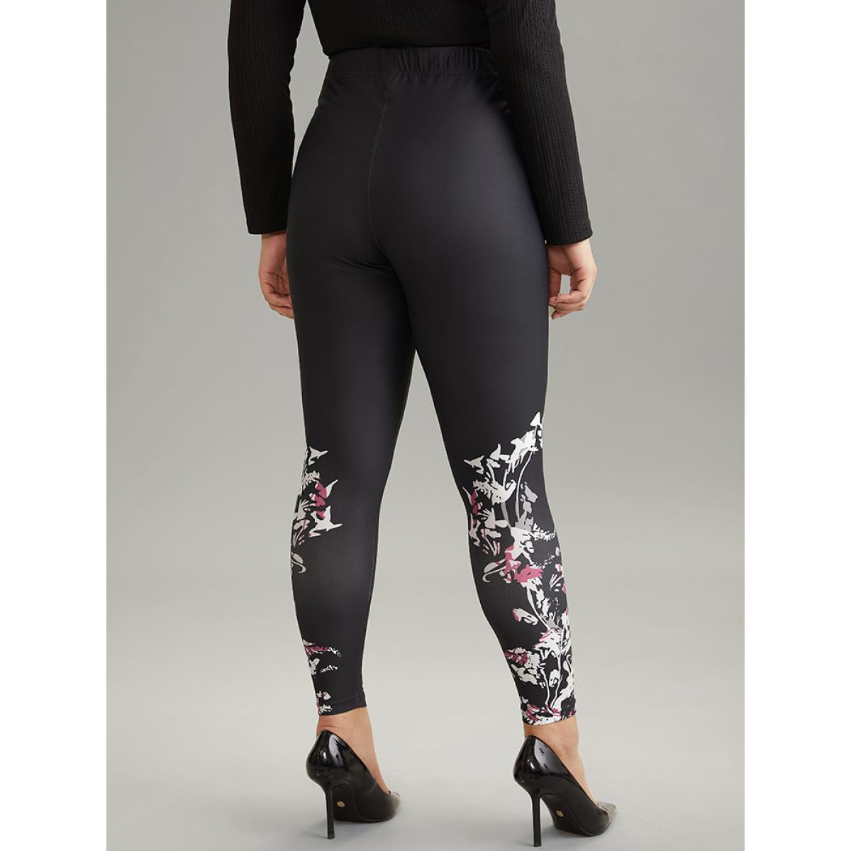 Plus Size Boho Print High Rise Skinny Leggings Women Black Elegant High stretch Skinny High Rise Dailywear Leggings BloomChic 28/5X Product Image