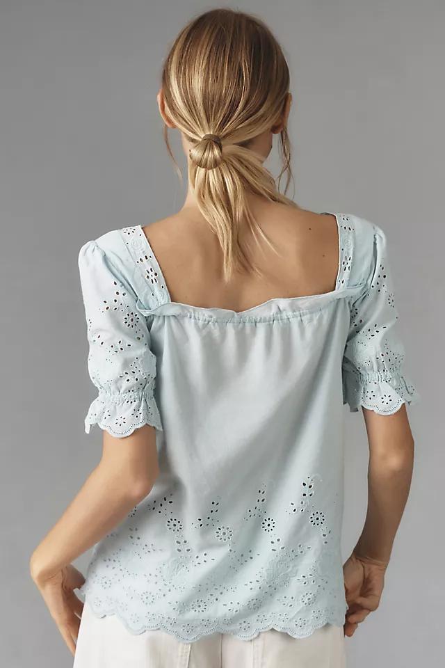 By Anthropologie Puff-Sleeve Eyelet Top Product Image