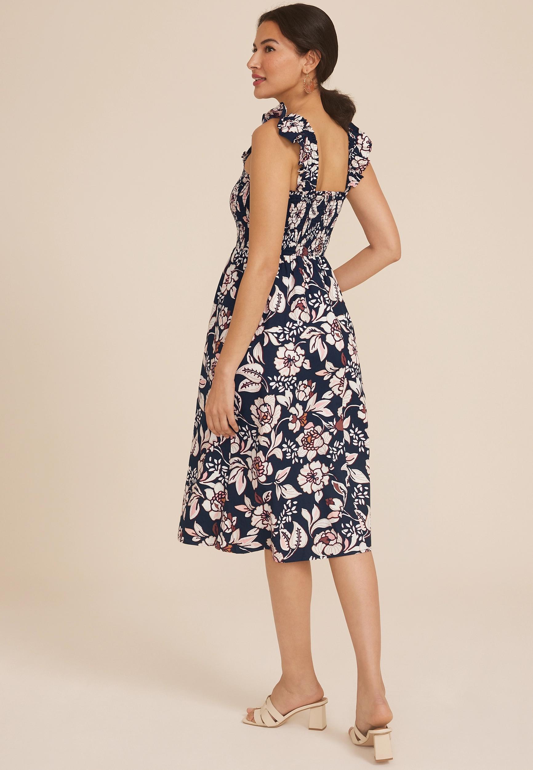 Floral Flutter Poplin Midi Dress Product Image