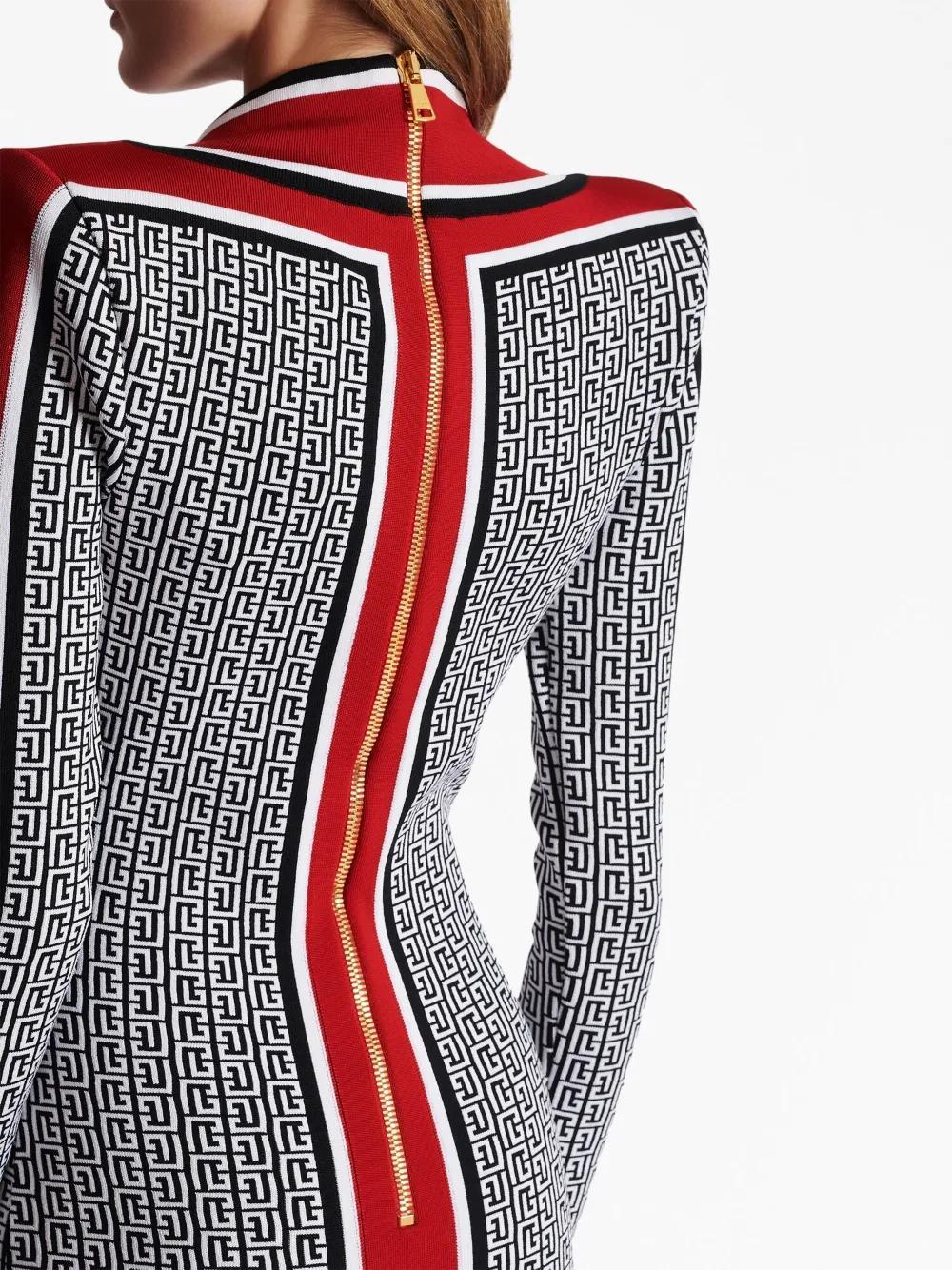 V-neck monogram knitted minidress Product Image