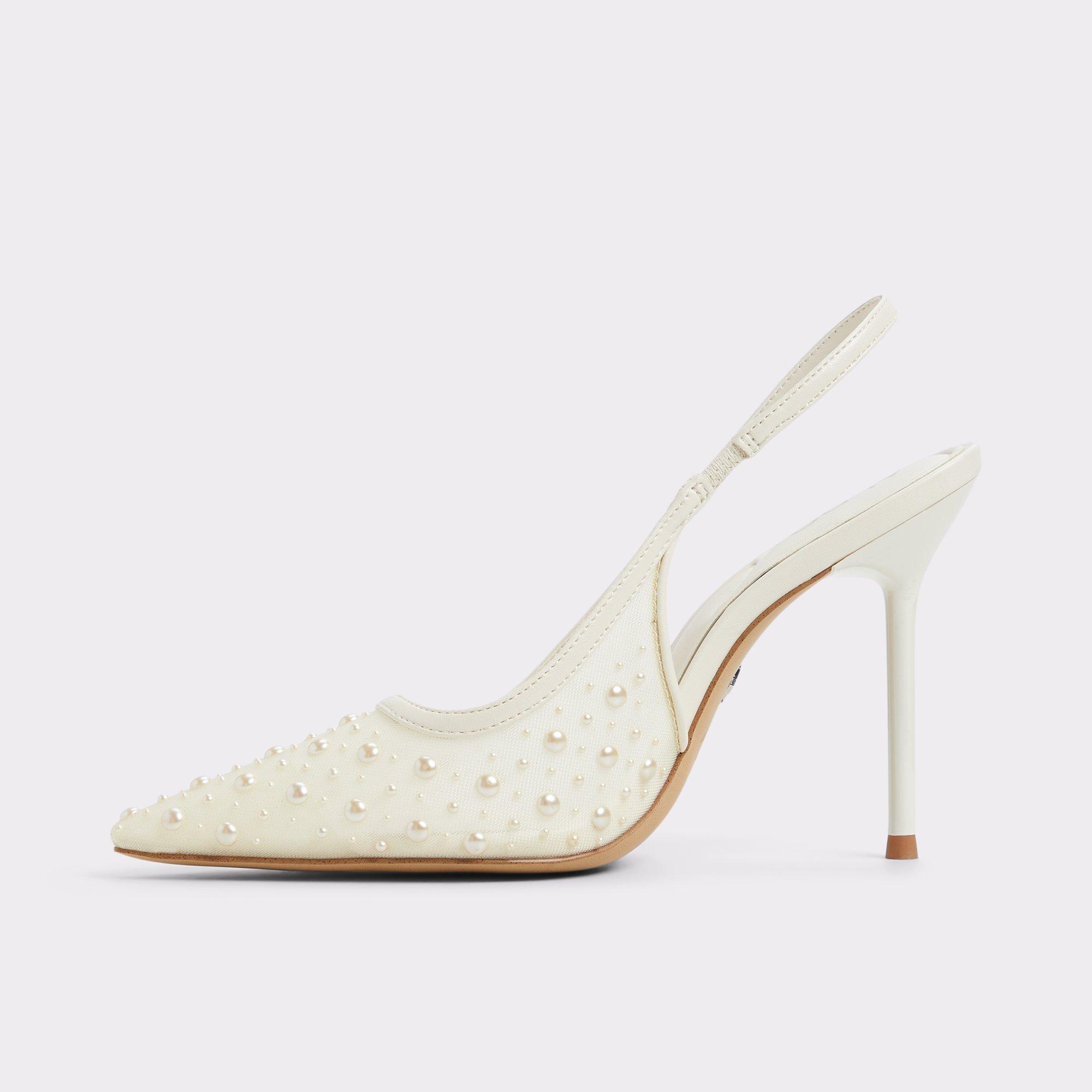 ALDO Pearlescent - Women's Slingback Collection - White, Size 7.5 Product Image