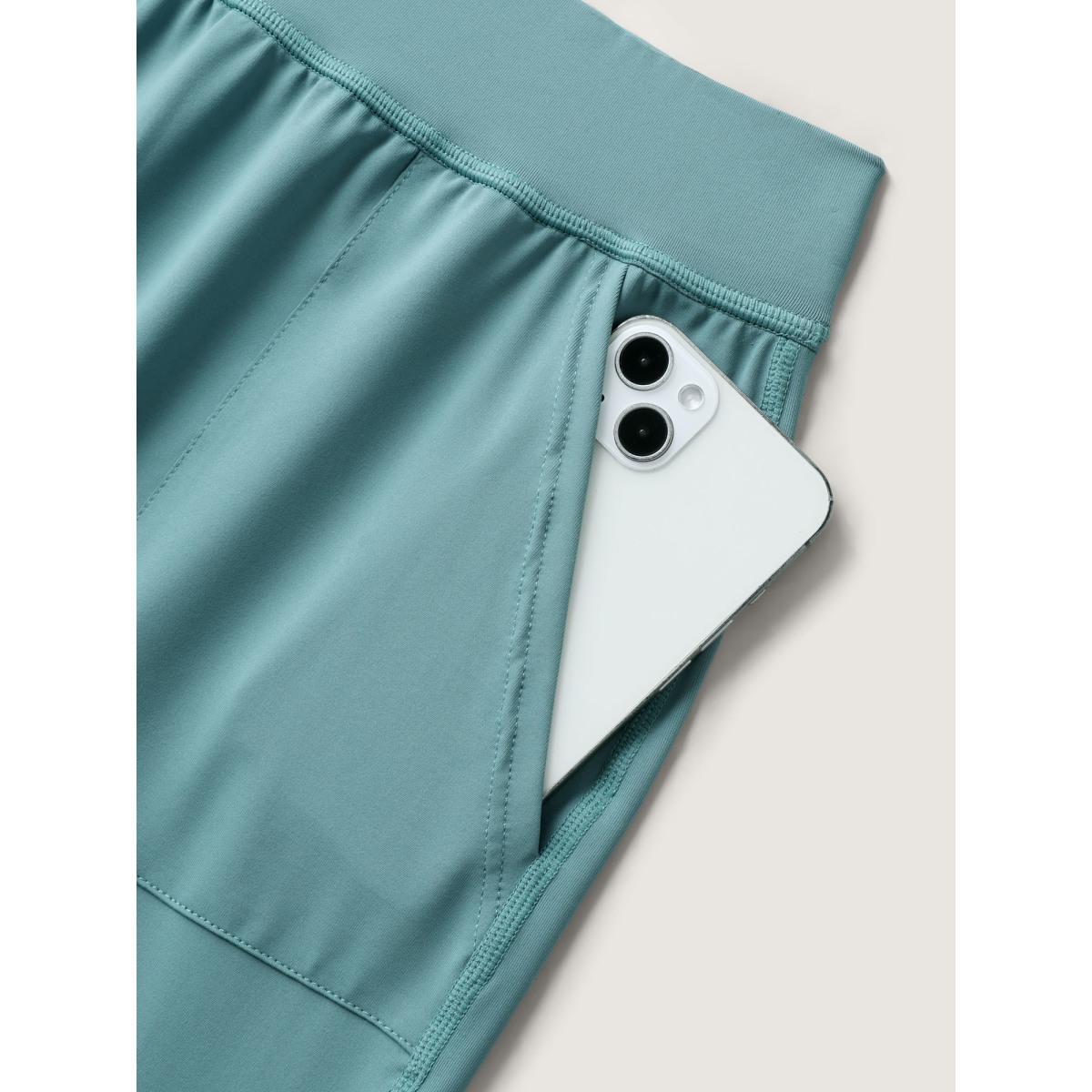 Plus Size Stretchy Pull-On Straight-Leg Pants Women Cerulean Casual Straight Leg Mid Rise Everyday-Casual Pants BloomChic 22-24/3X Product Image