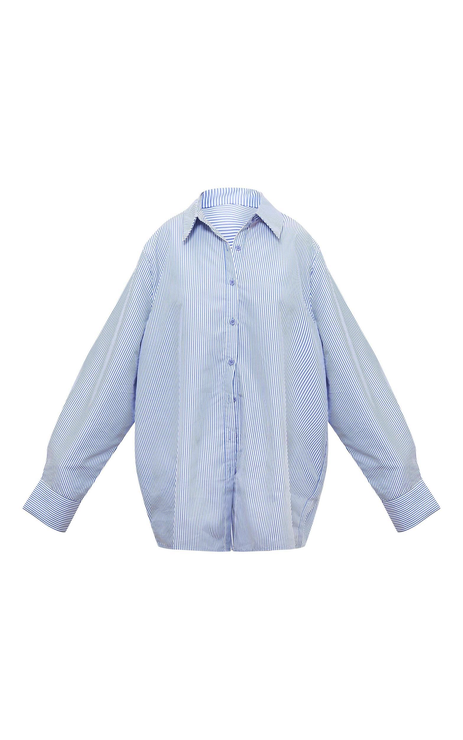 Blue Striped Oversized Cotton Shirt Product Image