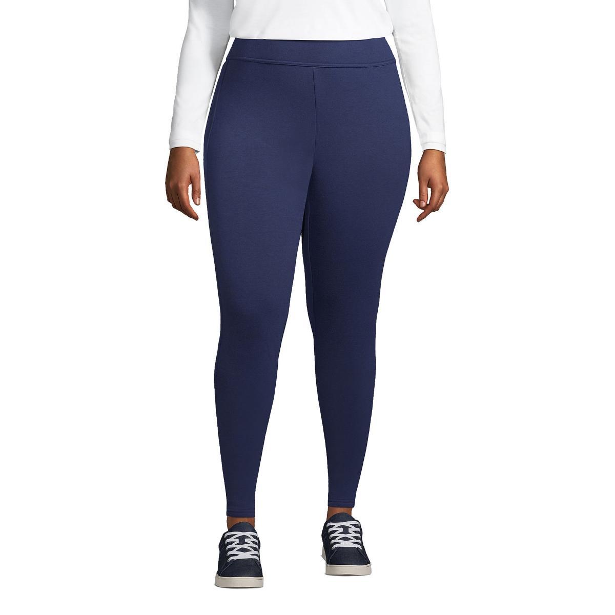 Plus Size Lands' End Serious Sweats Fleece Lined High-Waist Leggings, Women's, Size: 2XL, Deep  Blue Product Image