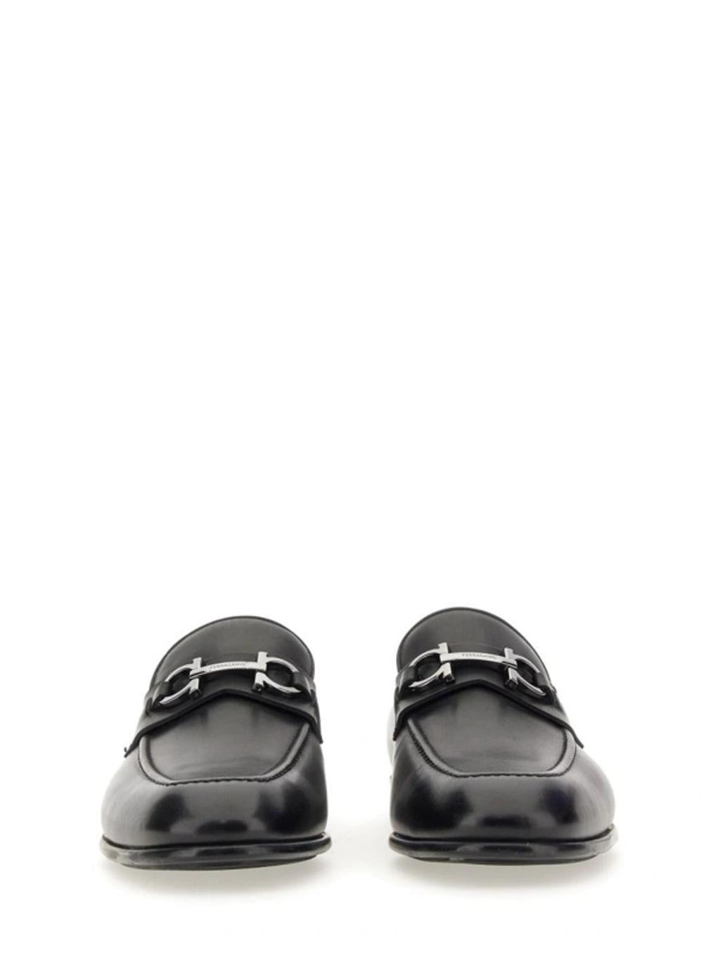 FERRAGAMO Leather Moccasin In Black Product Image