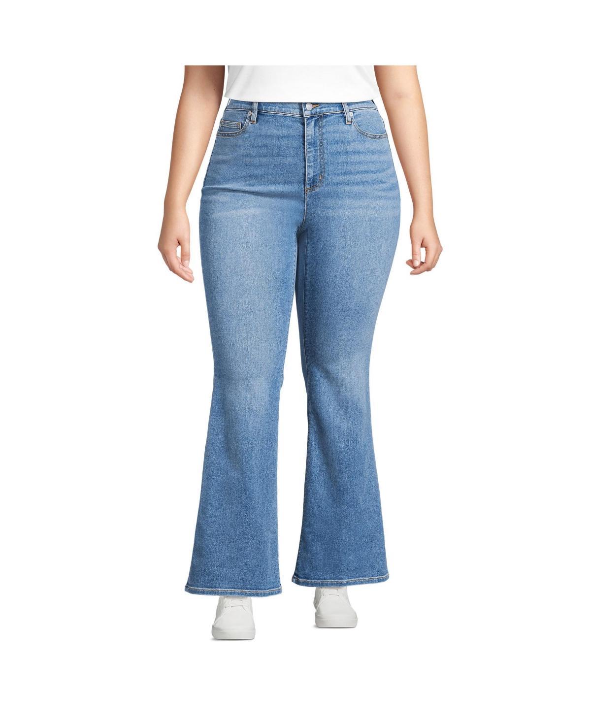 Plus Size Lands' End High-Rise Skinny Flare Jeans, Women's, Size: 16 W, Beau Blue Product Image