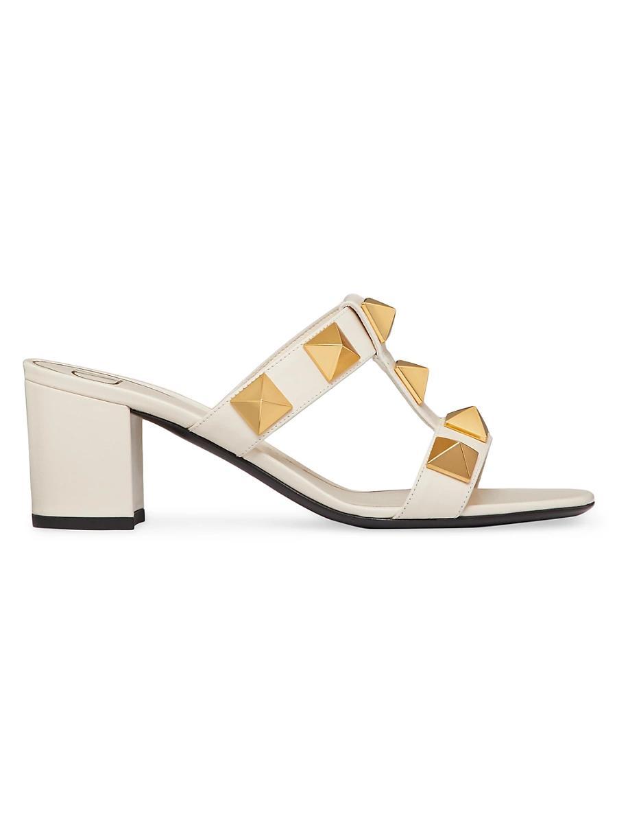 Womens Roman Stud Calfskin Slide Sandals 60mm Product Image