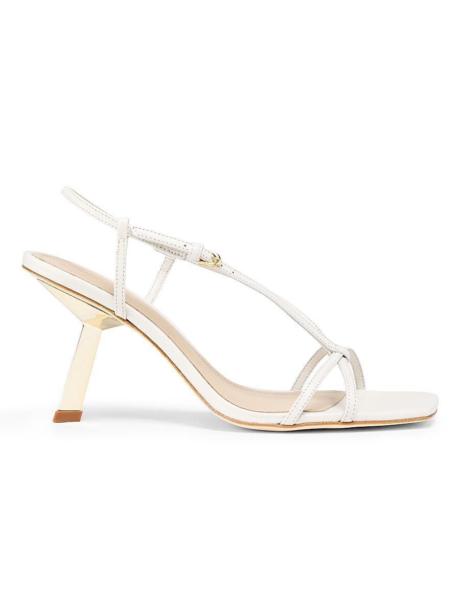 Womens 75MM Leather T-Strap Sandals Product Image