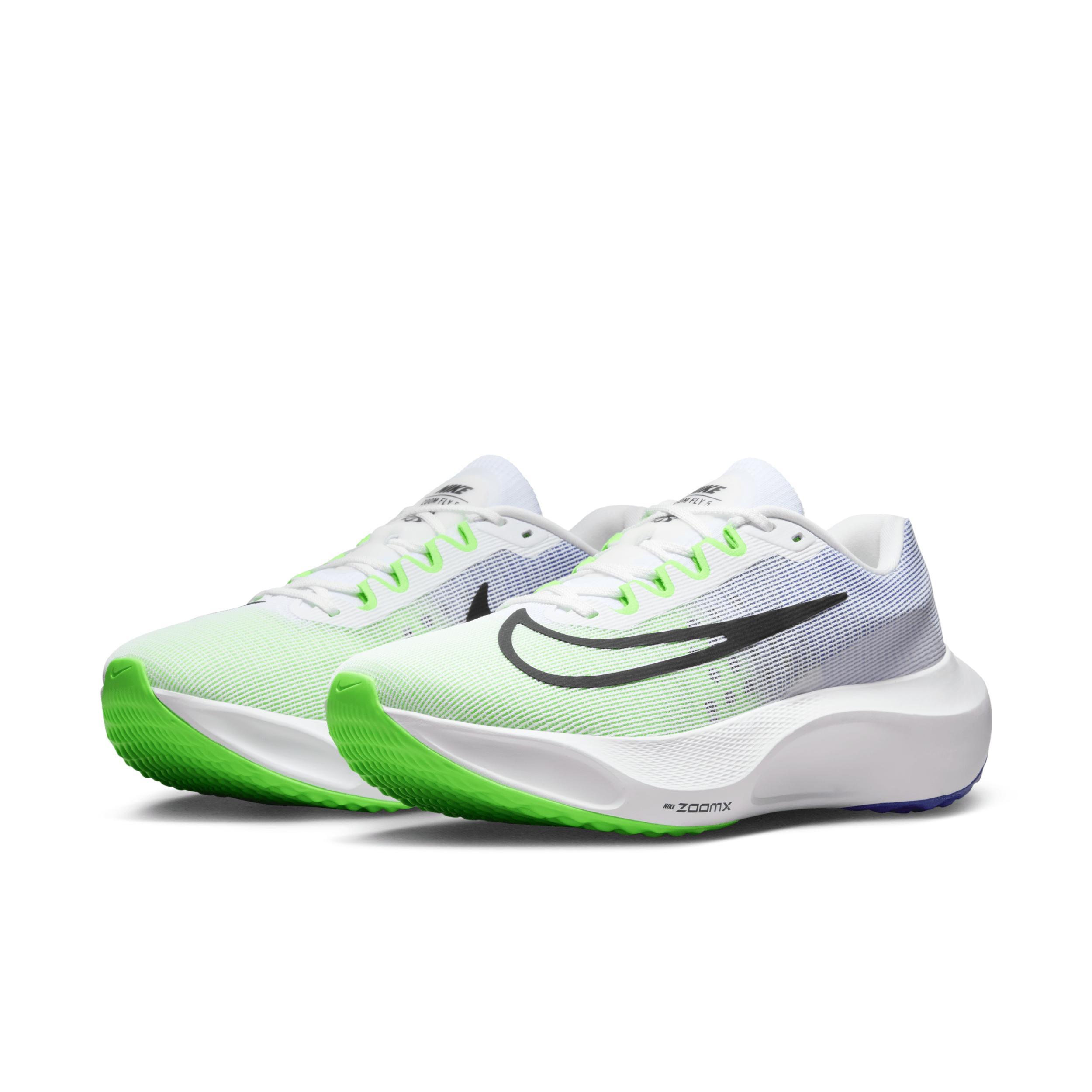 Nike Mens Zoom Fly 5 - Running Shoes White/Green Strike/Black Product Image