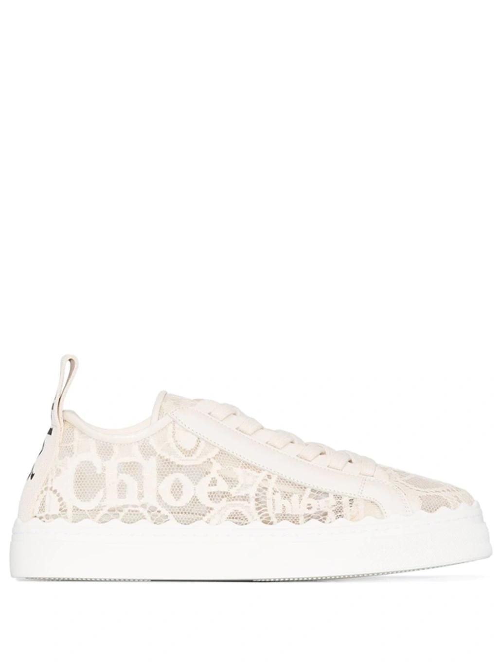 CHLOÉ Beige Lace Lauren Sneakers In Mild Beige Product Image
