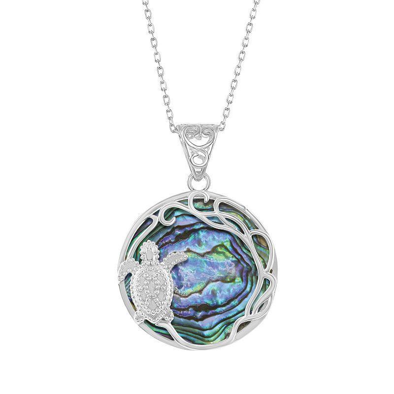 Sterling Silver Abalone & Turtle Necklace, Women's, Size: 18" Product Image