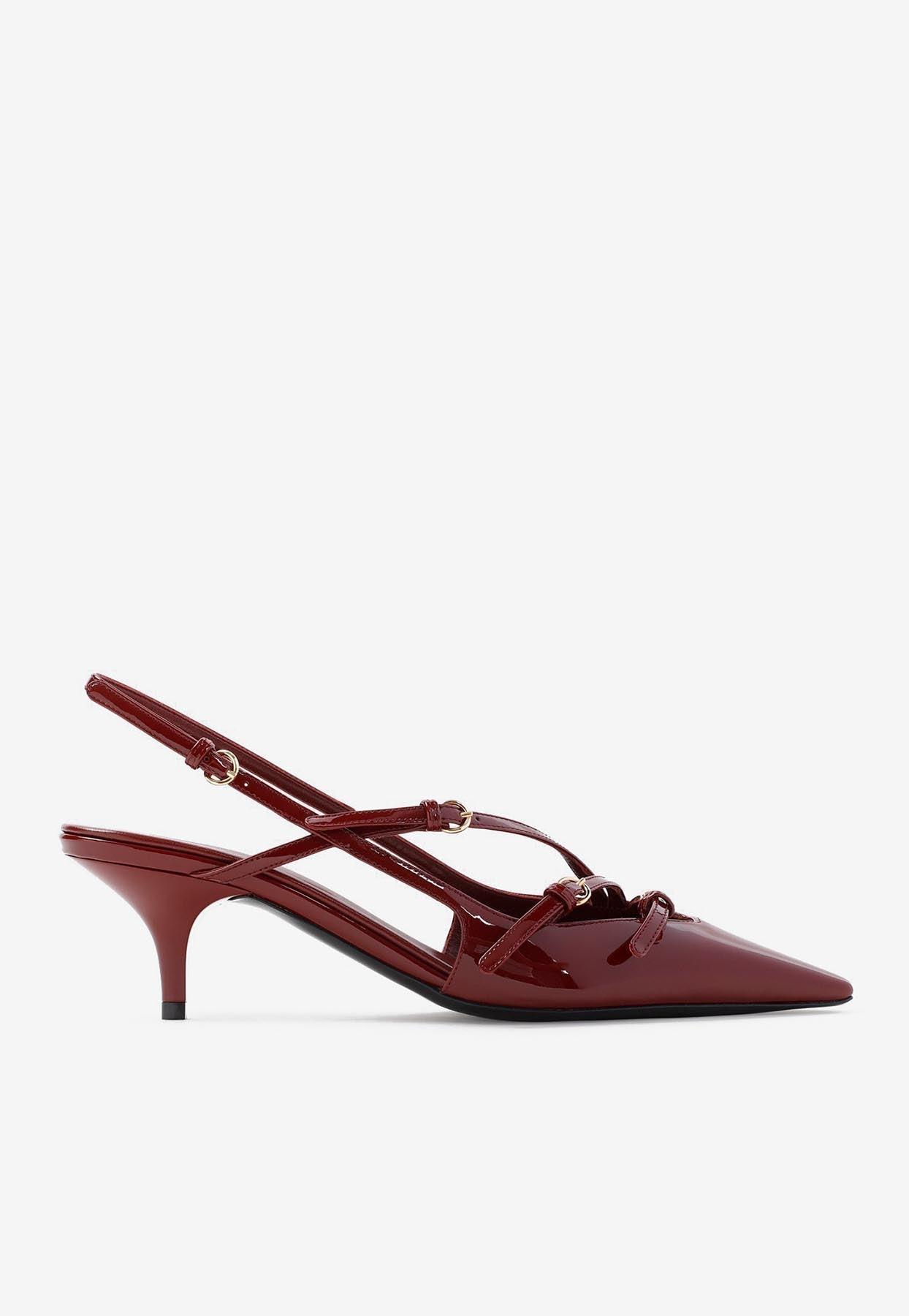 MIU MIU Slingback Deep Purple In Patent Leather With Buckles Women In Burgundy Product Image