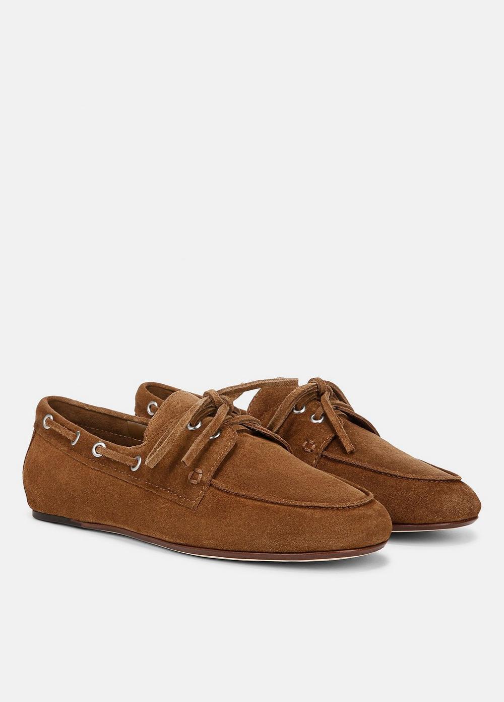 Womens Marin Suede Lace-Up Loafer, Elmwood, Size 6 Vince Product Image