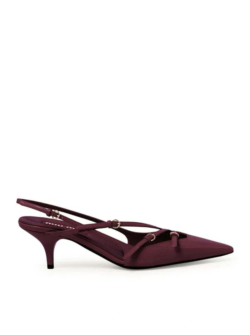MIU MIU Slingback Deep Purple In Patent Leather With Buckles Women In Burgundy Product Image
