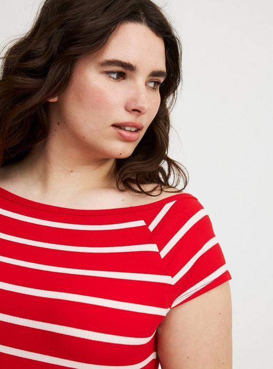 Super Soft Ribbed Boat Neck Tee Product Image