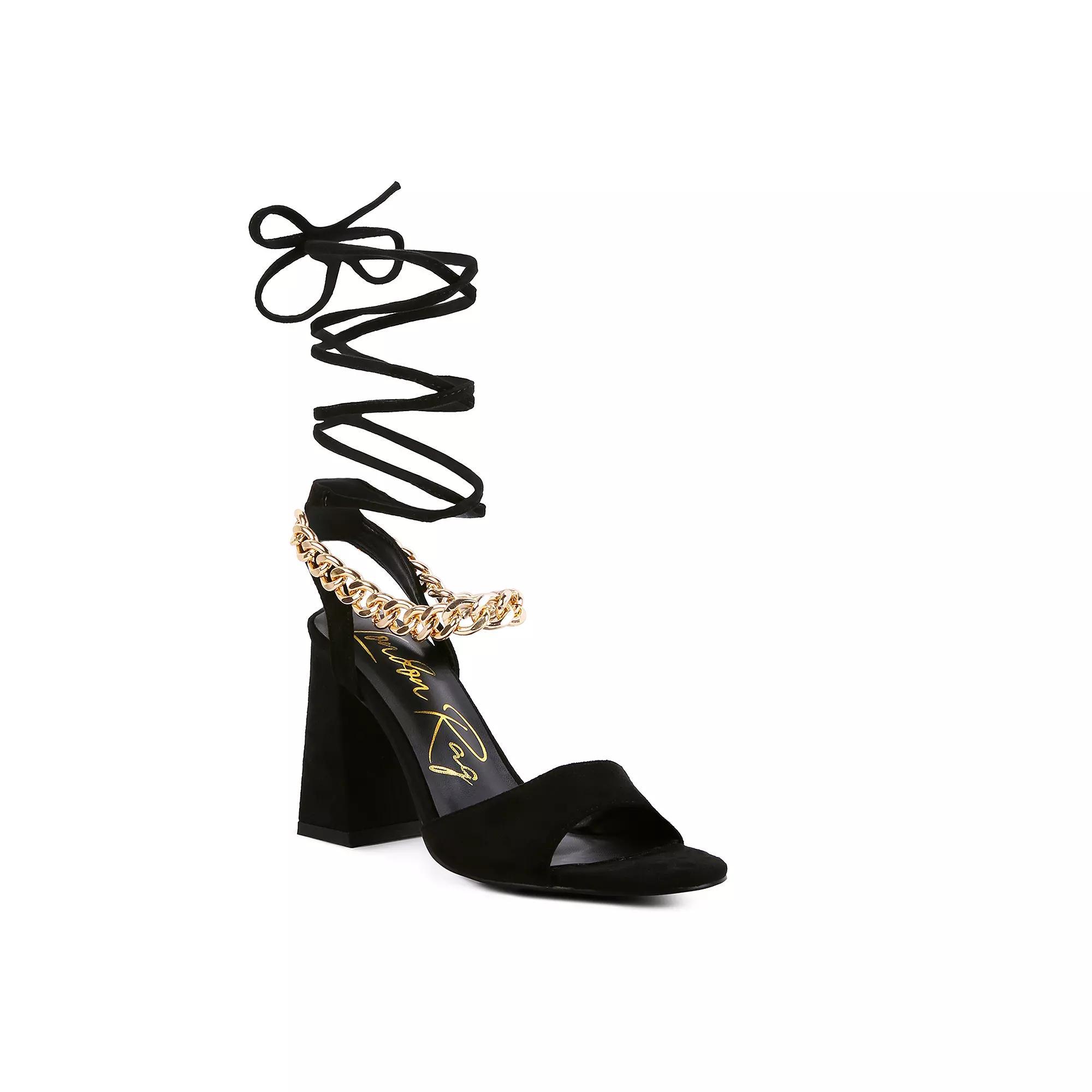 London Rag Gone Gurl Women's Chain Tie-Up Block Heel Sandals, Size: 6 Product Image