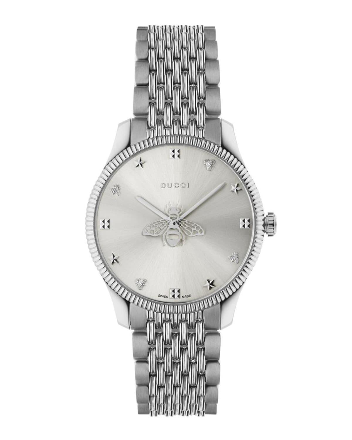 36mm G-Timeless Bee Watch with Bracelet Strap, Silver Product Image