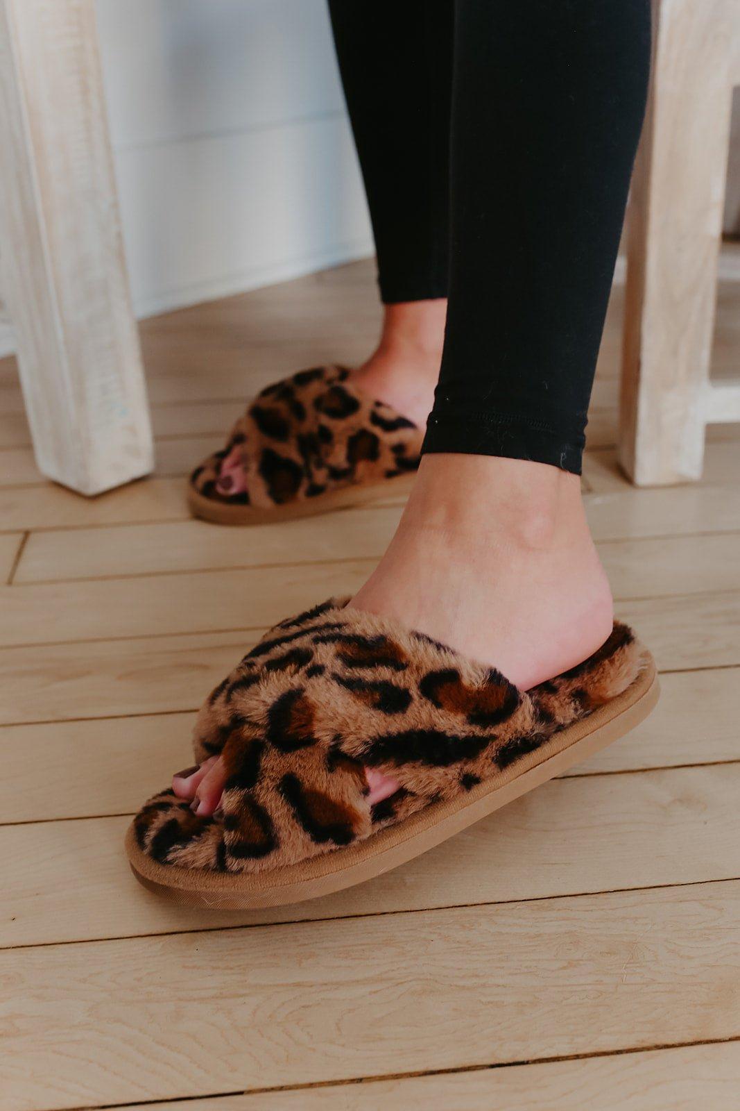 Plush Brown Leopard Slippers - FINAL SALE Product Image