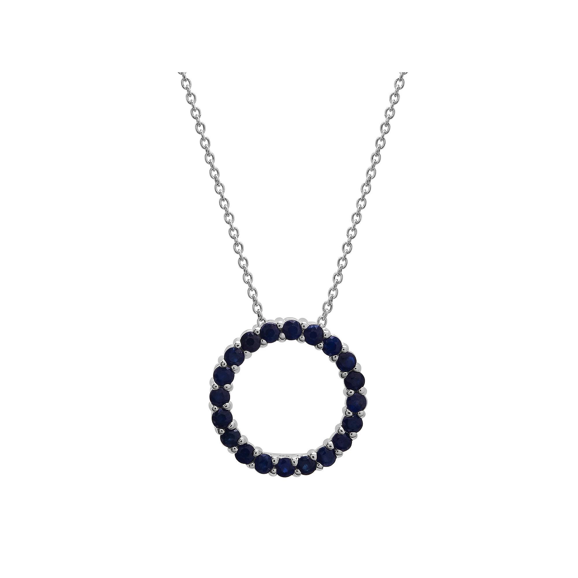 Sterling Silver Sapphire Open Circle Pendant Necklace, Women's, Size: 18" Product Image