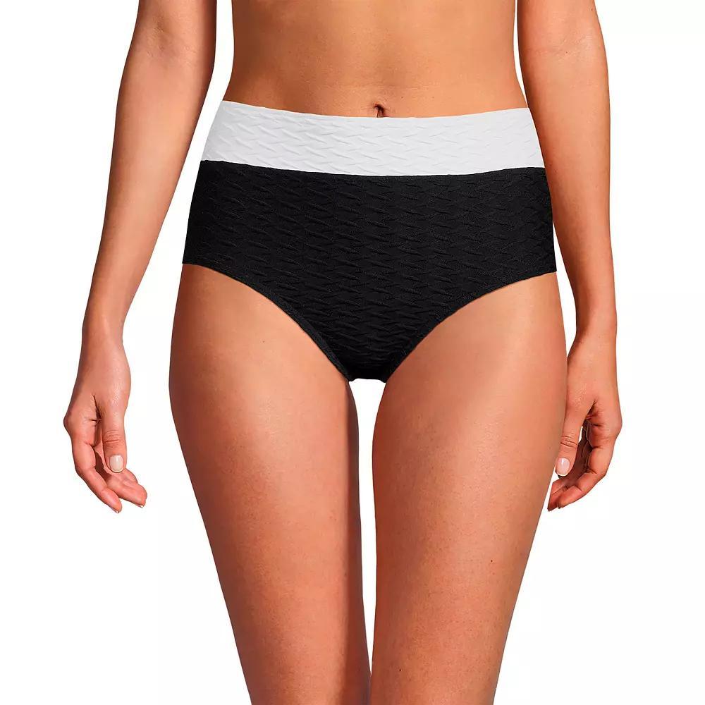 Womens Lands End Textured High Waisted Bikini Swim Bottoms Product Image